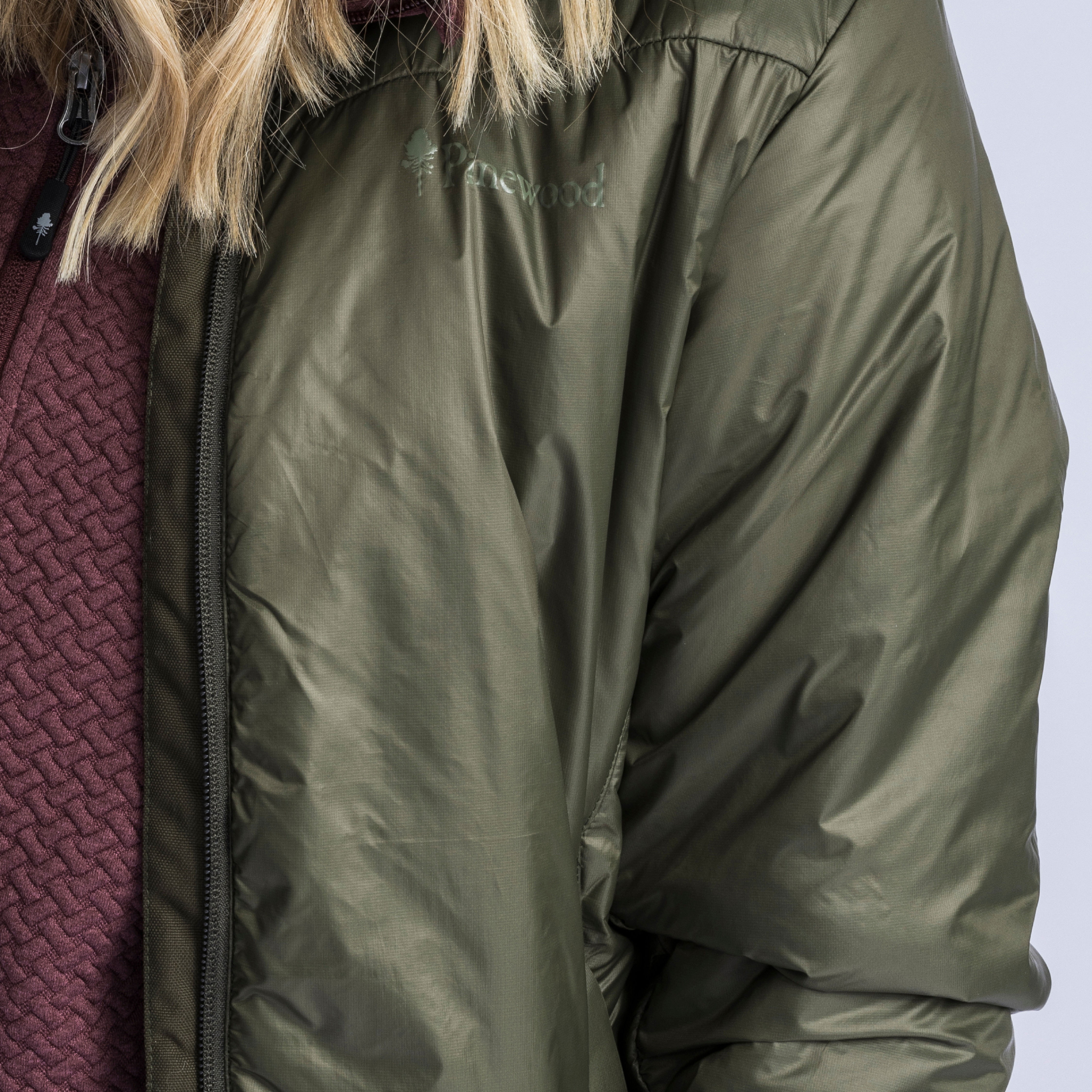 Pinewood Insulated dame midlayer med uld, Moss green, large image number 5
