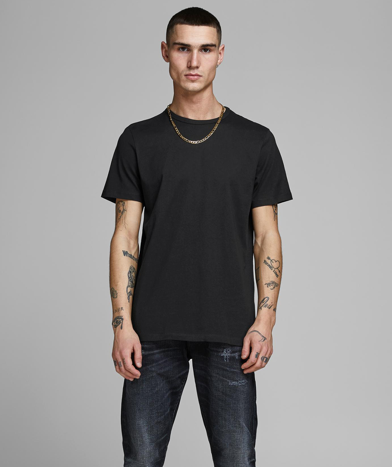 Jack & Jones JABASIC 2-pack kort&auml;rmad undertr&ouml;ja, Svart