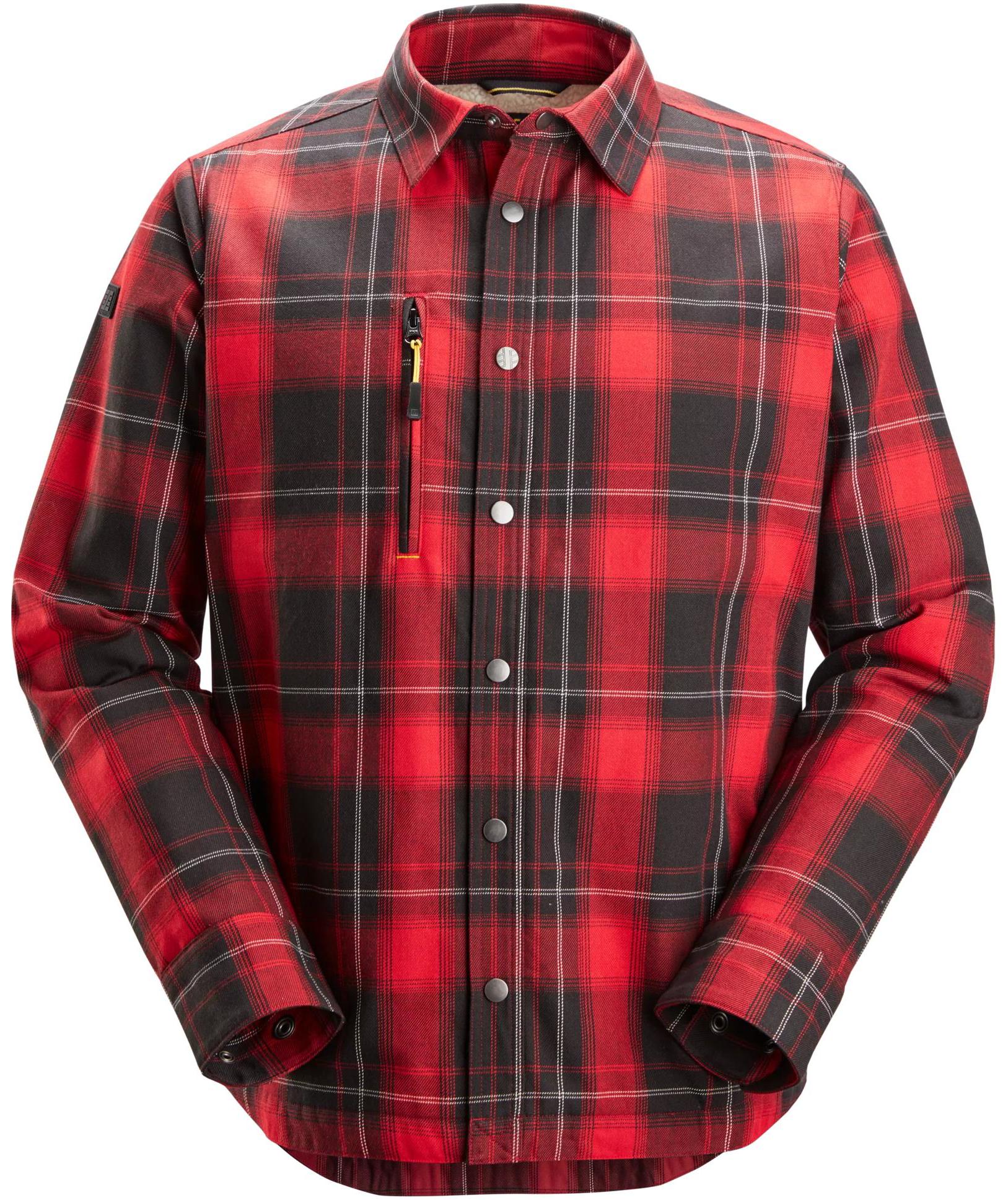 Snickers AllroundWork flanellskjorta jacka 8522, Chili Red/Black