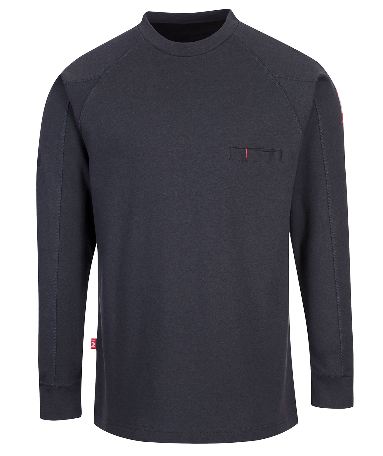 Portwest FR antistatisk l&aring;ng&auml;rmad T-shirt, Marinbl&aring;