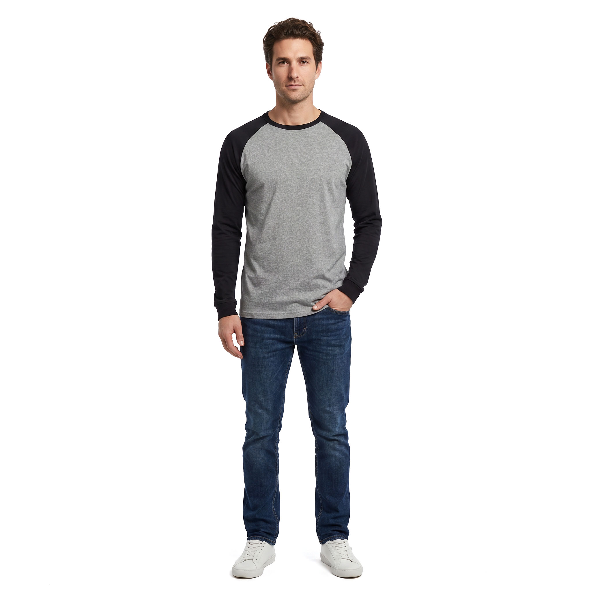 Tee Jays Baseball lang&auml;rmliges T-Shirt, Heather/Schwarz, large image number 2