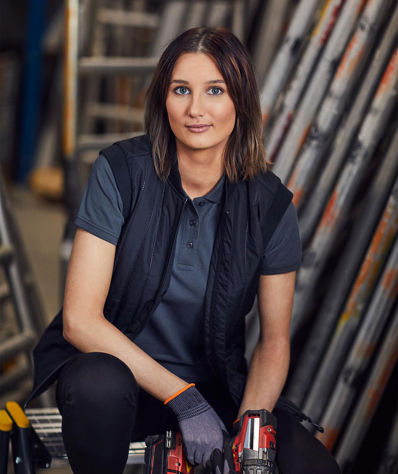 ID dame Pique Polo T-shirt med stretch, Koksgr&aring;, large image number 1