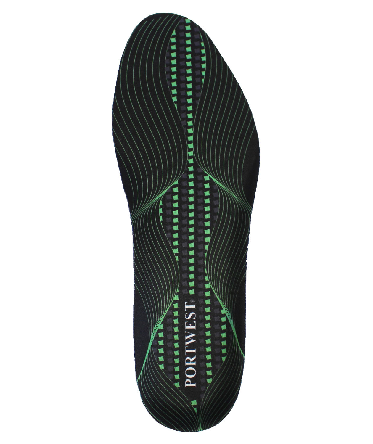 Portwest FC82 st&ouml;djande gel inl&auml;ggssulor, Svart/Gr&ouml;n