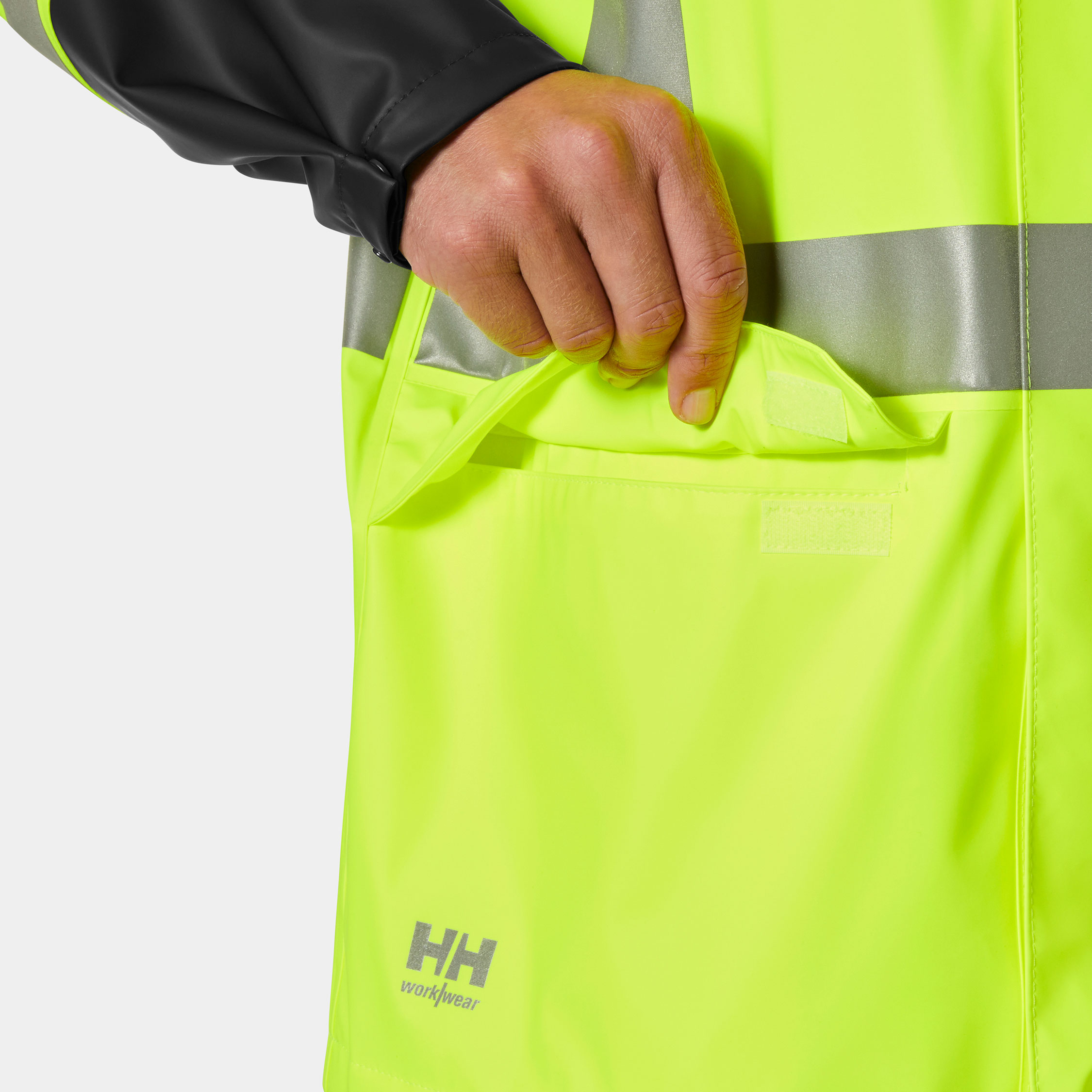 Helly Hansen Addvis regnjakke, Hi-vis Gul/Ebony, large image number 6