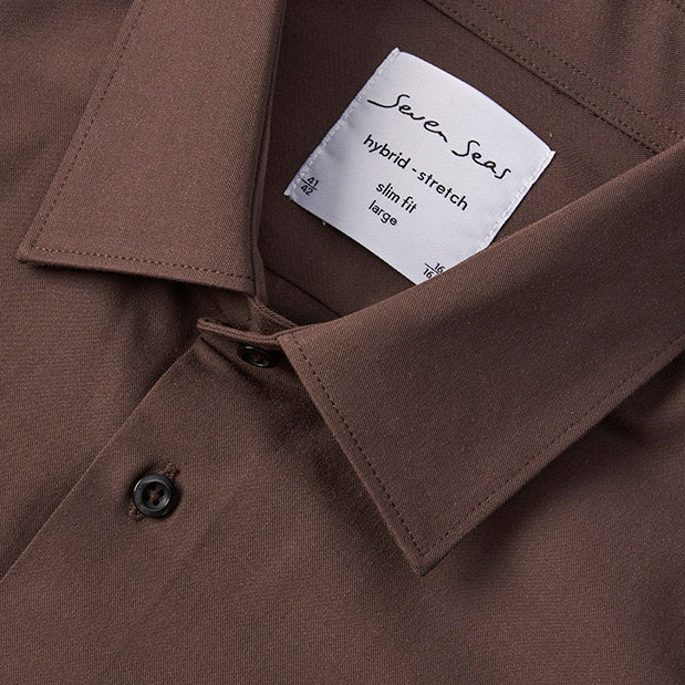 Seven Seas hybrid Modern fit shirt, Mocca, large image number 3