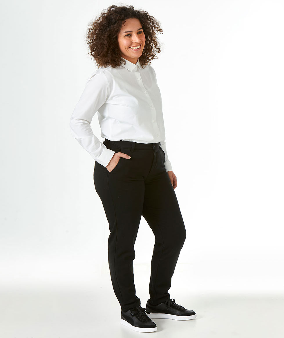 NewTurn stretch regular fit chinos dam, Svart