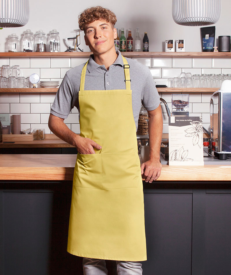 Karlowsky Basic smekkeforkle med lommer, Solgul