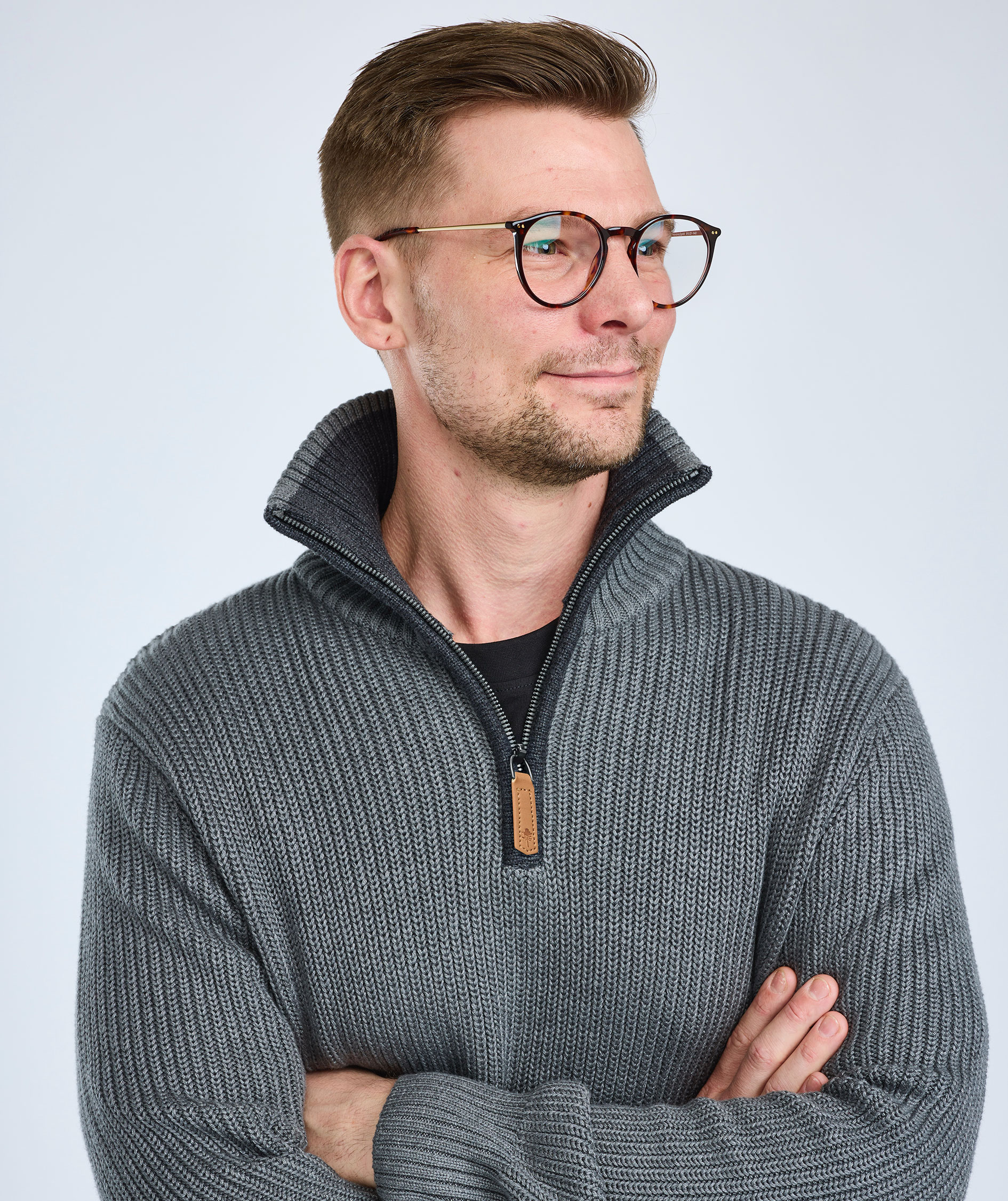 Pinewood Philip strik half zip, Dark Grey Melange, large image number 5