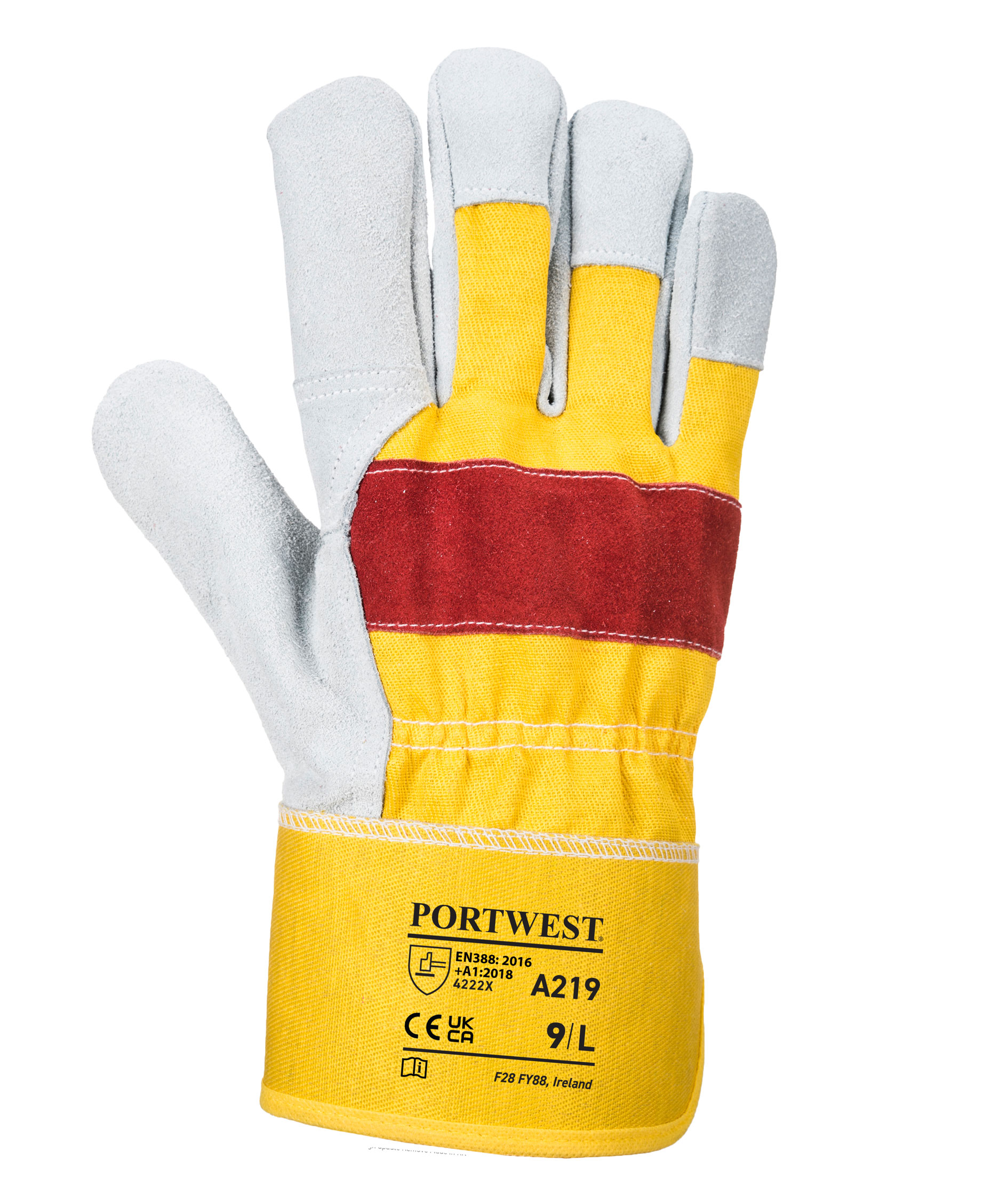 Portwest A219 Chrom Rigger arbetshandskar, R&ouml;d/Gul