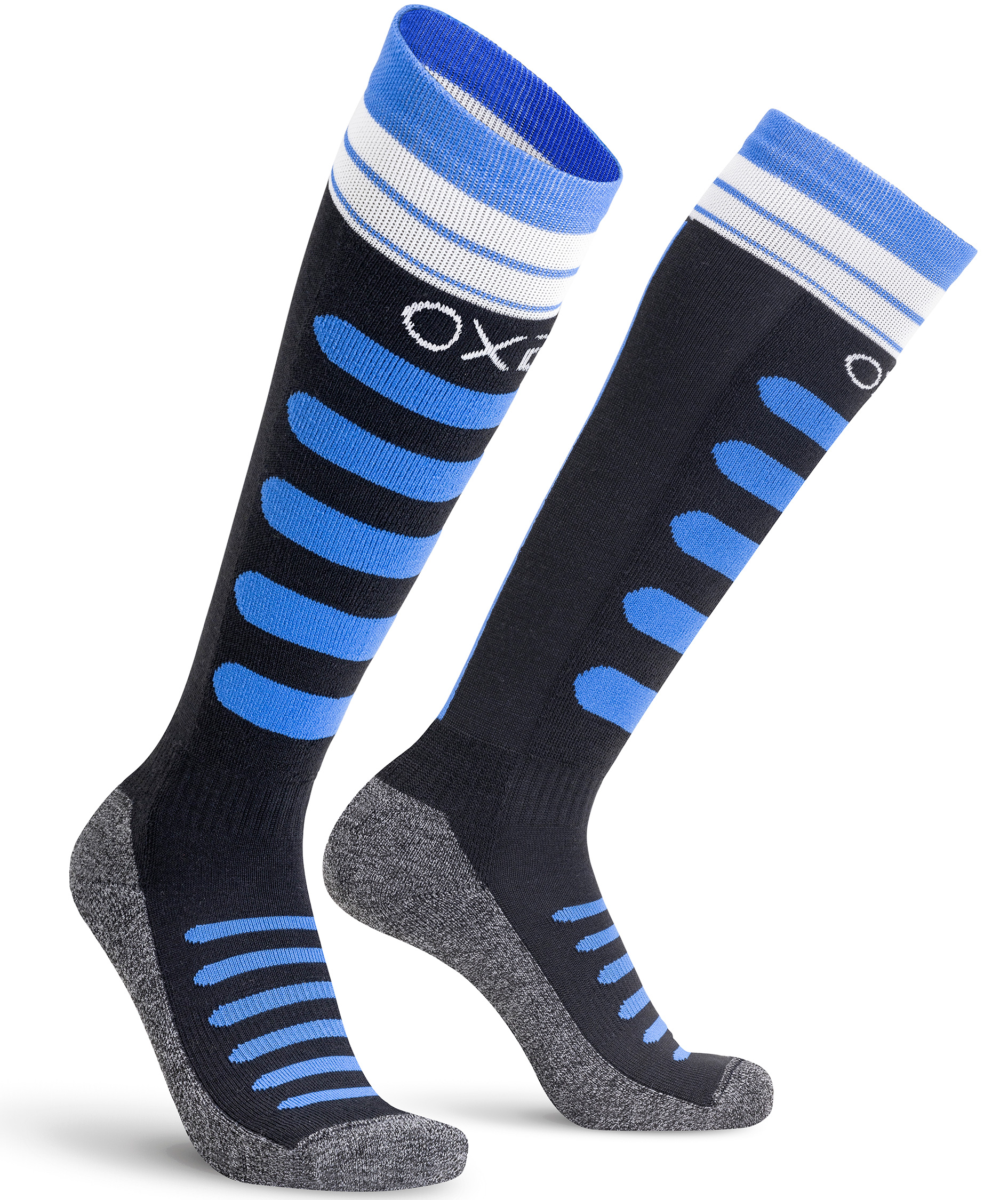 Oxyburn thermal merino wool ski socks for kids, Black/Storm