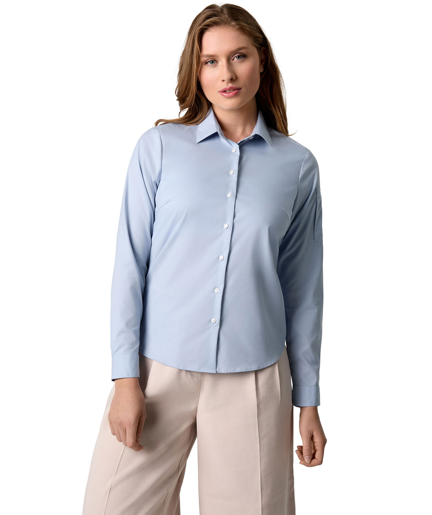 Seven Seas Poplin Regular fit skjorta dam, Ljusbl&aring;, large image number 1