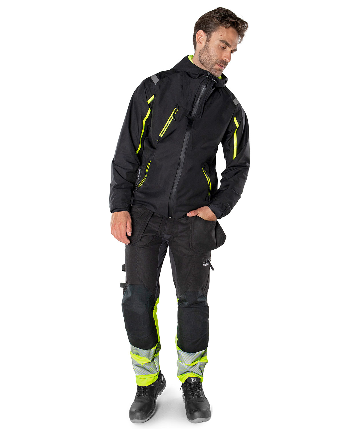 Fristads Gore-Tex&reg; shell jacket 4864 GXP, Black/Hi-Vis Yellow, large image number 1