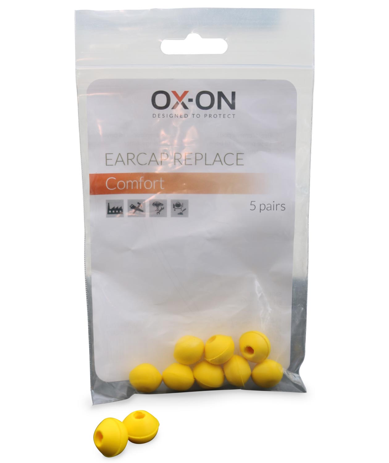 OX-ON Comfort 5-pack &ouml;ronproppar till bygelh&ouml;rselskydd, Gul