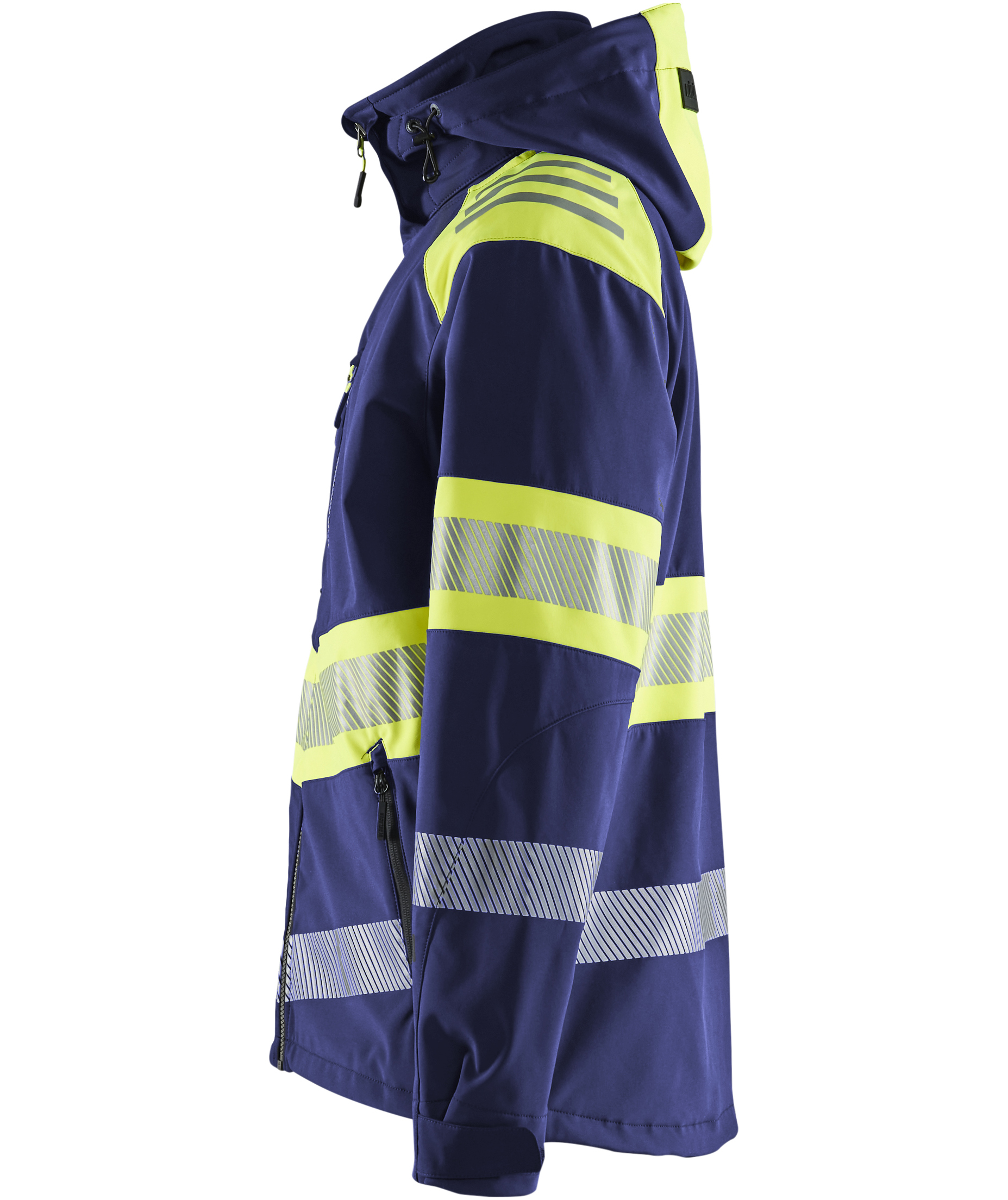 Bl&aring;kl&auml;der softshelljakke, Marine/Hi-Vis gul, large image number 4