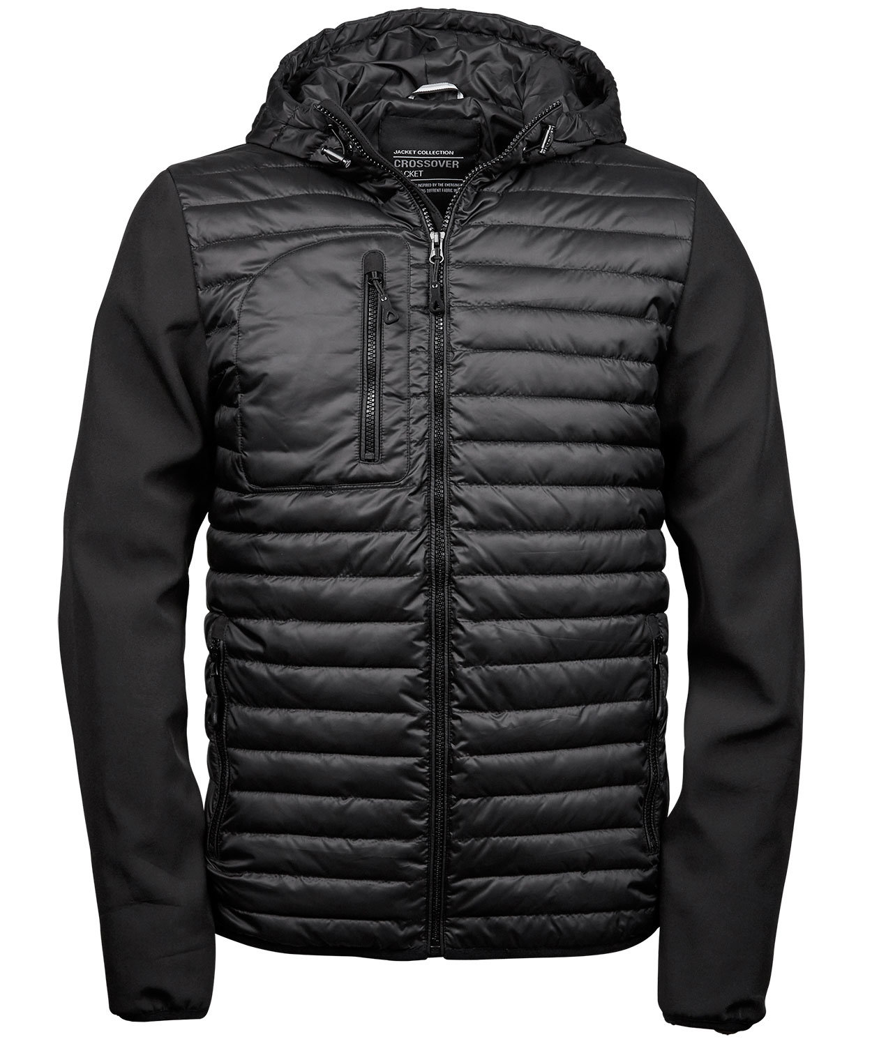 Tee Jays Hooded Crossover jacka, Svart