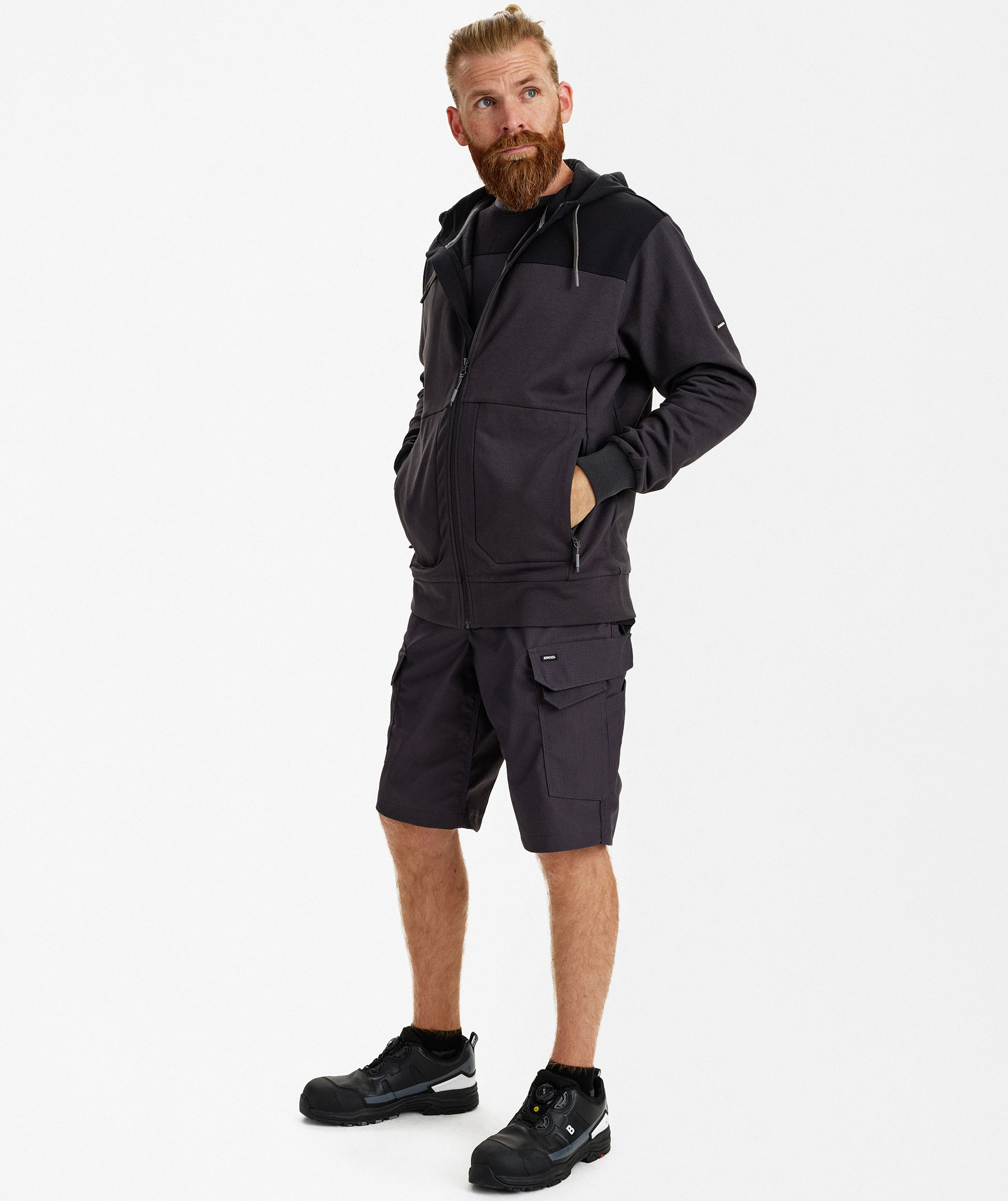 Engel Entire hoodie med dragkedja, Anthracite Grey/Black, large image number 2