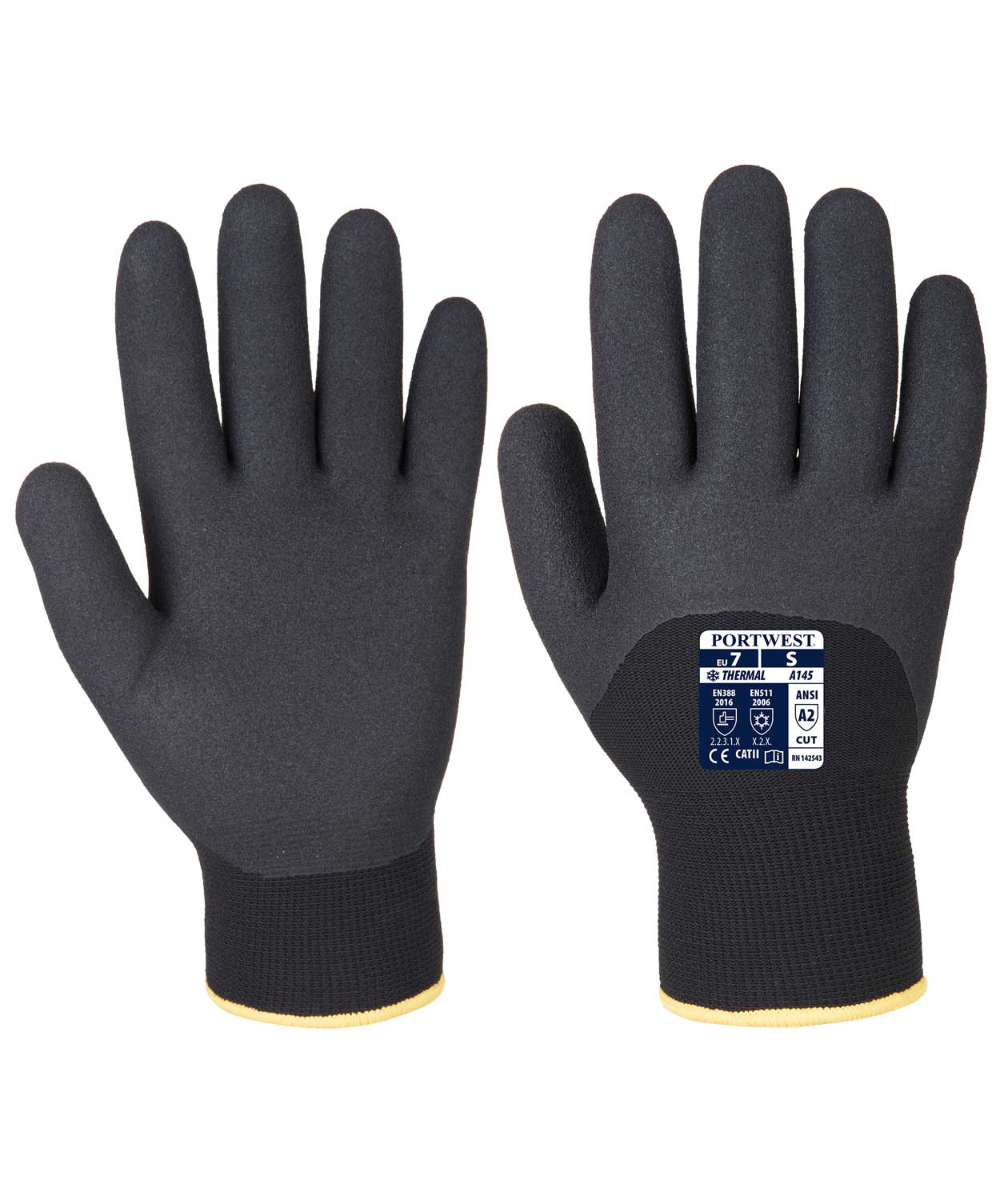 Portwest A146 vinter arbetshandskar, Svart, Svart, swatch