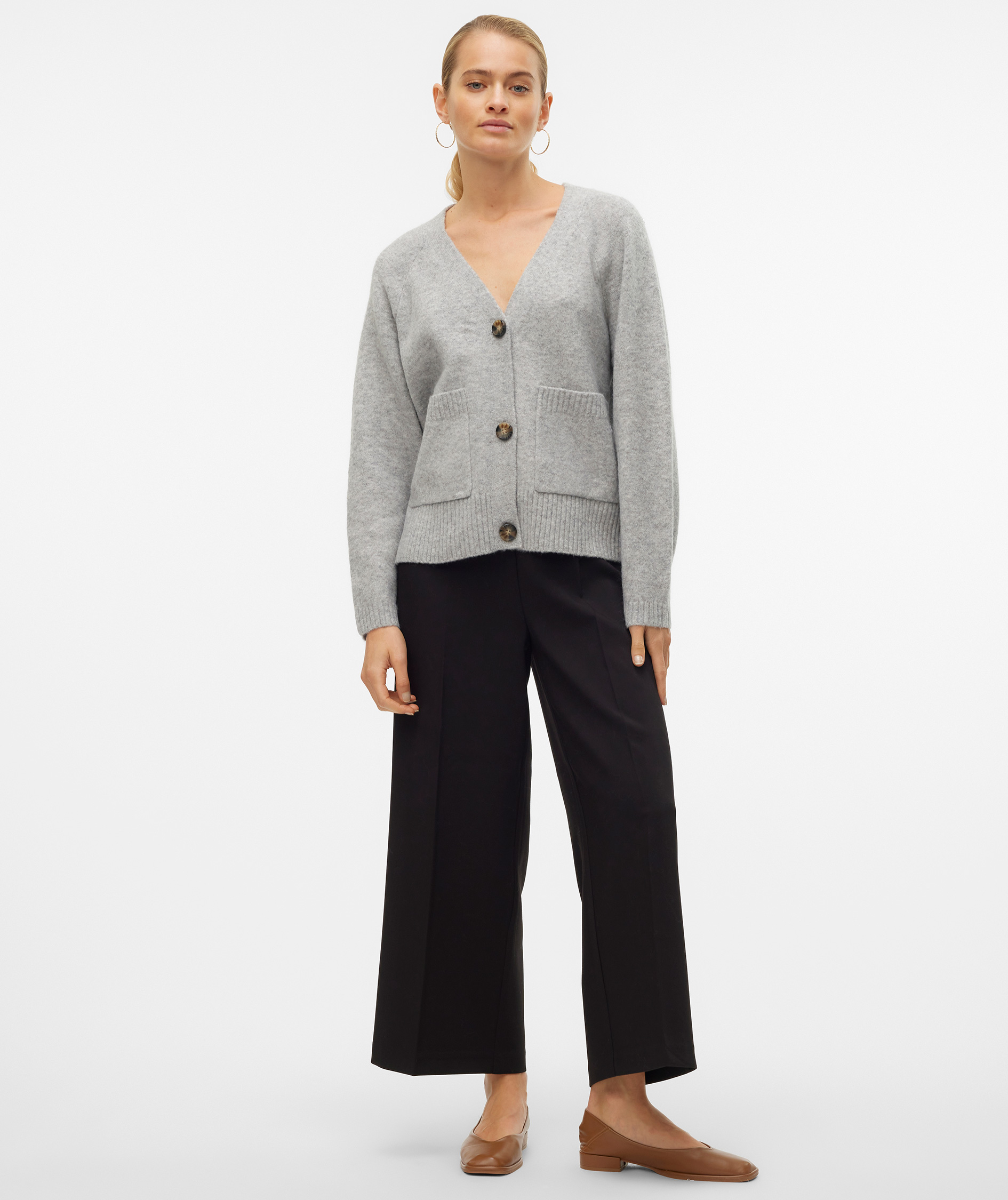 Vero Moda VMBOOM stickad cardigan dam, Light Grey Melange, large image number 5