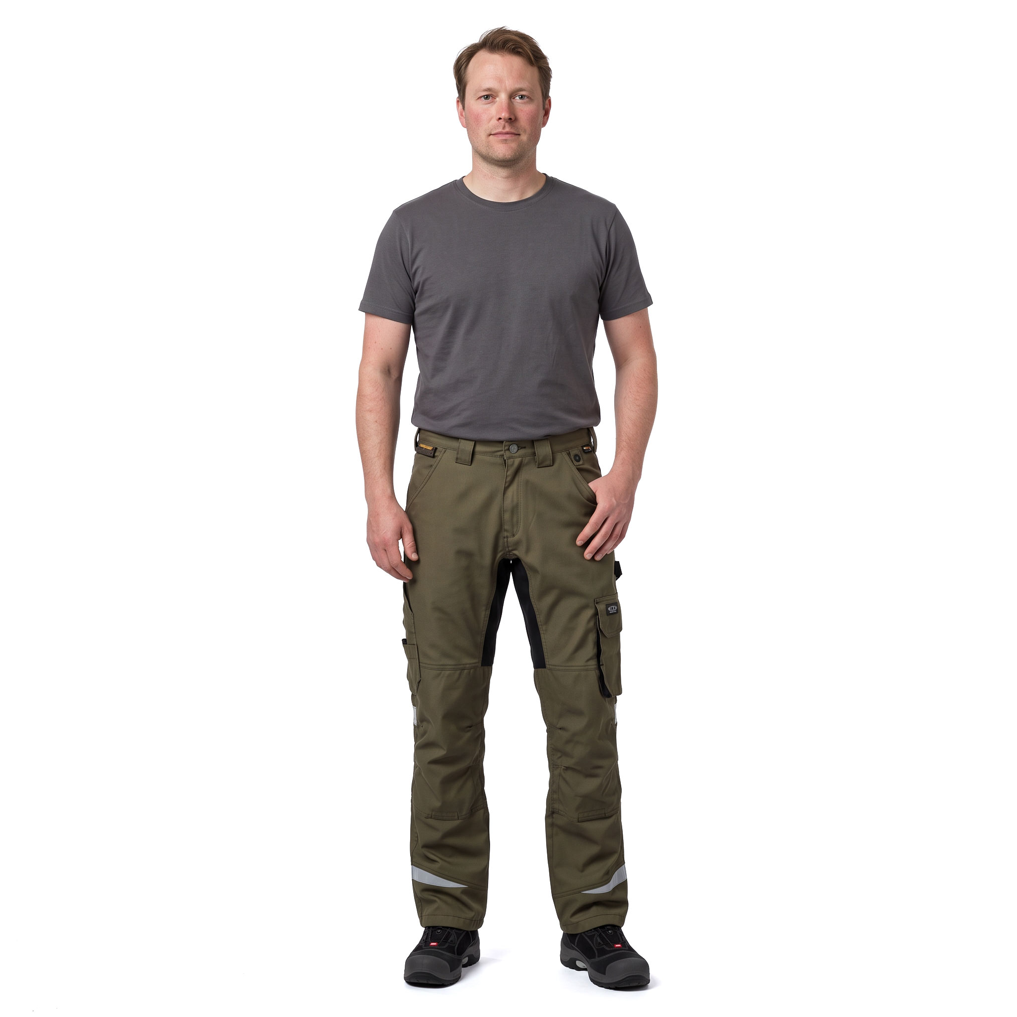 J.A.K. arbetsbyxa 1601, Army/Svart, large image number 2