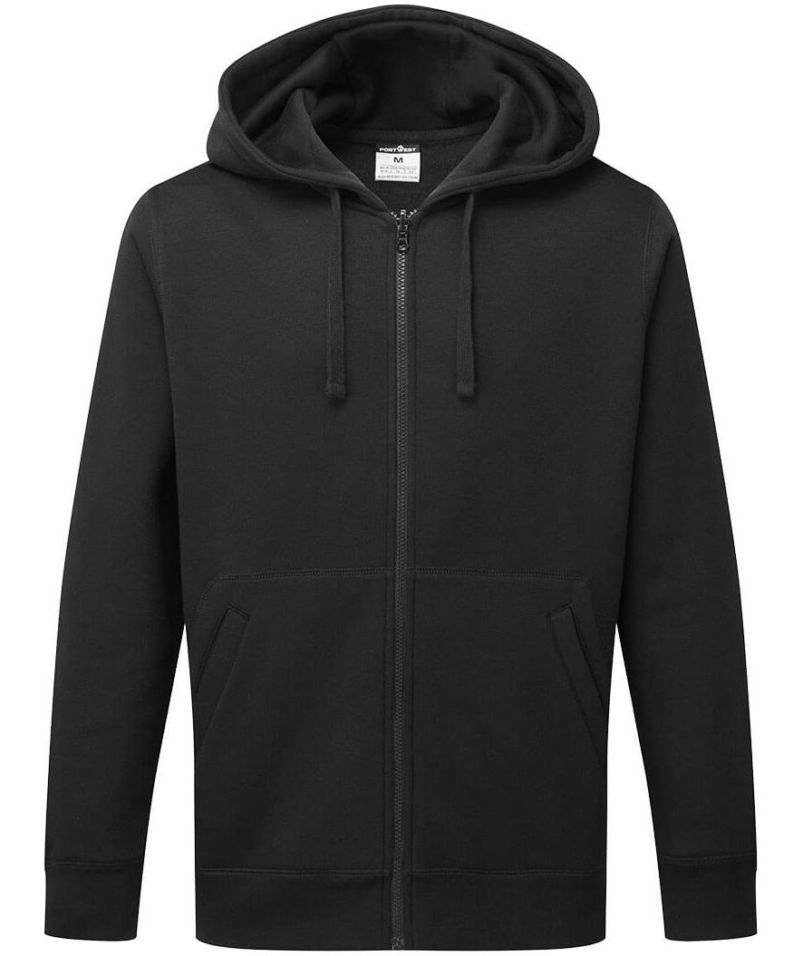 Portwest hoodie med dragkedja, Svart