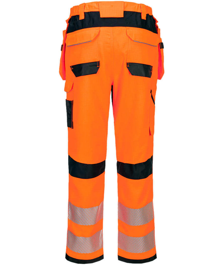 Portwest PW3 Modaflame HVO craftsman trousers, Hi-Vis Orange/Black, large image number 1
