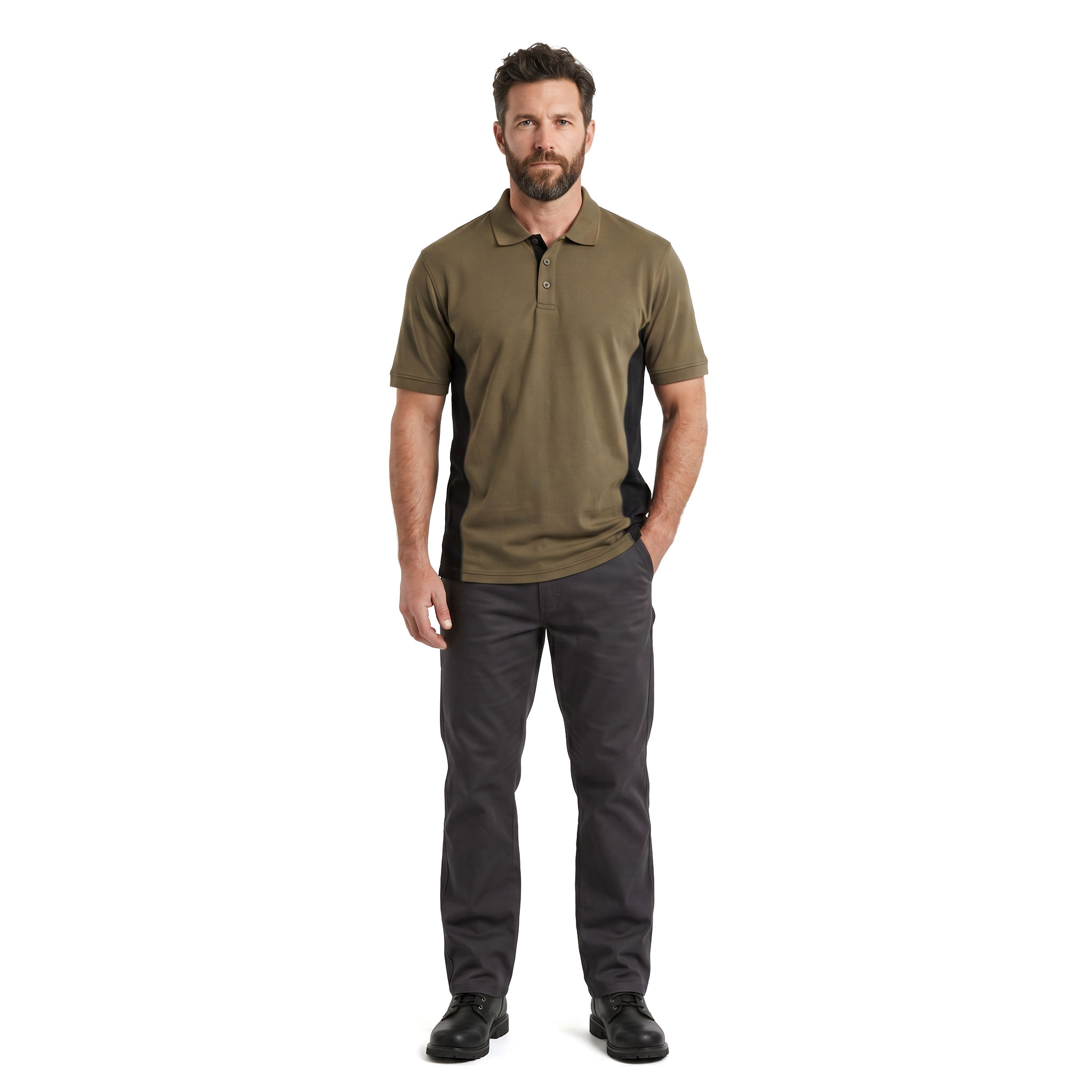 J.A.K. Basic polo T-skjorte 1625, Army/Svart, large image number 2