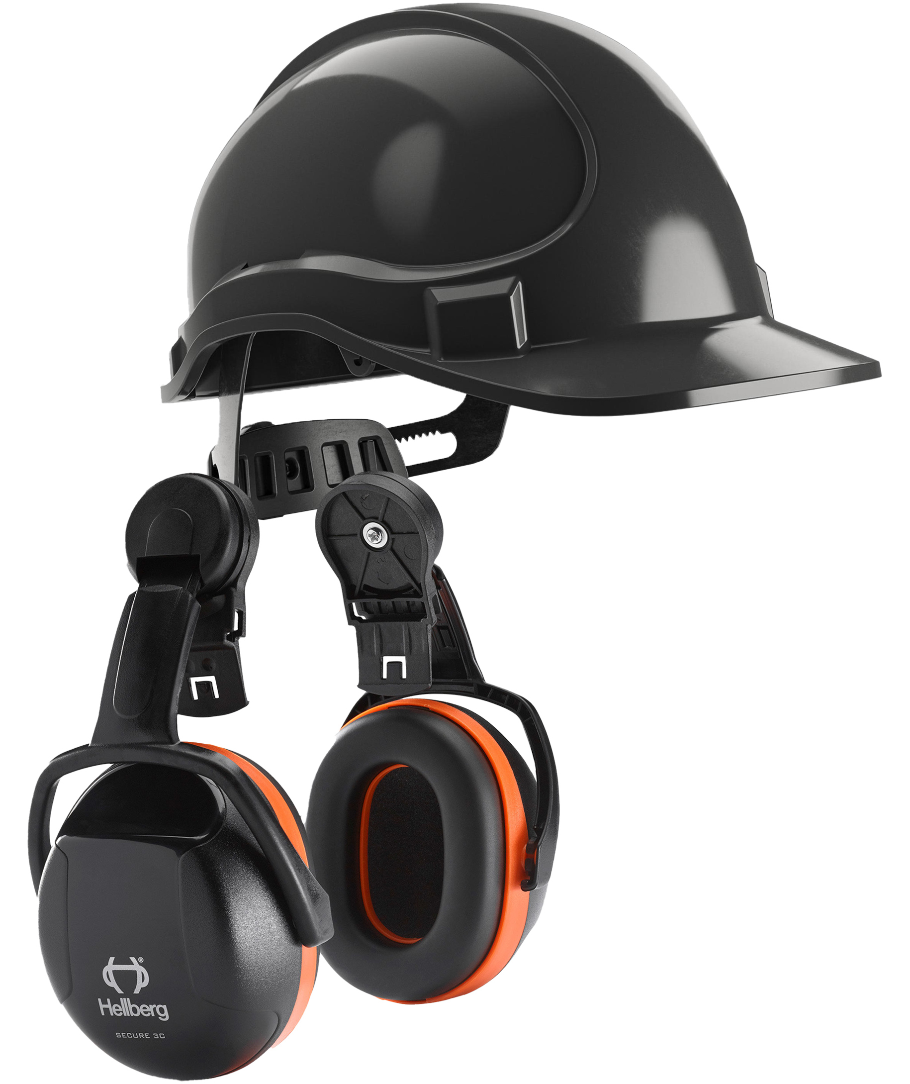 Hellberg skyddshj&auml;lm og  h&ouml;rselk&aring;por till hj&auml;lmmontering