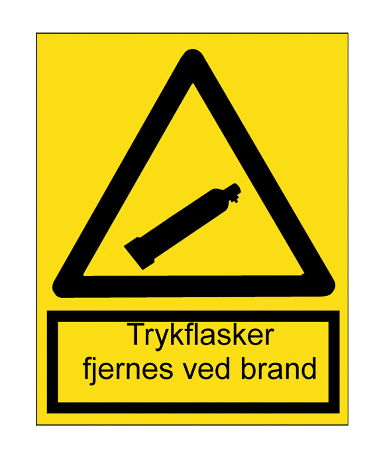 OX-ON advarselsskilt Trykflasker fjernes ved brand A5, Yellow, Yellow, large image number 0