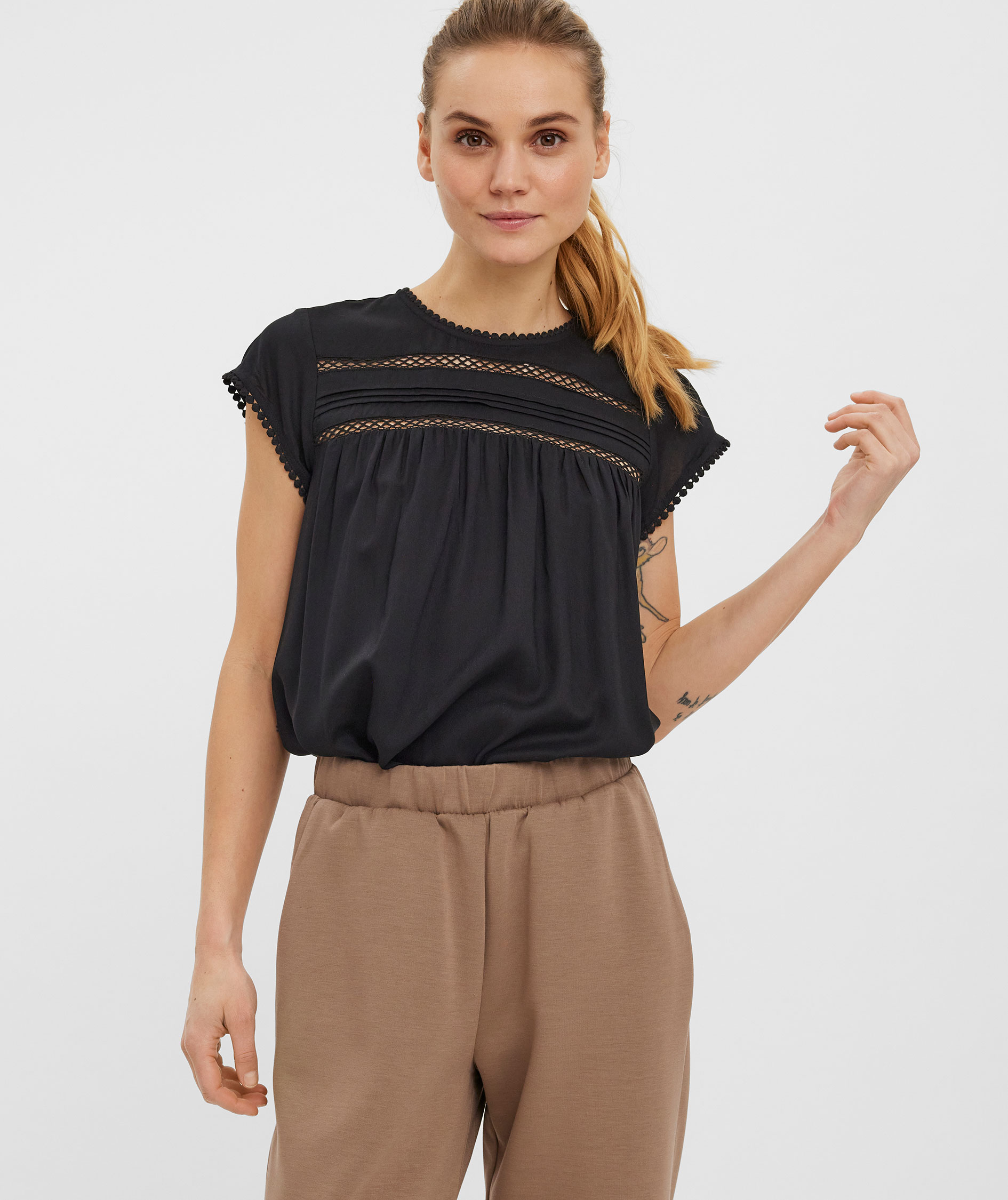 Vero Moda VMDEBBIE PLEAT blus dam, Black
