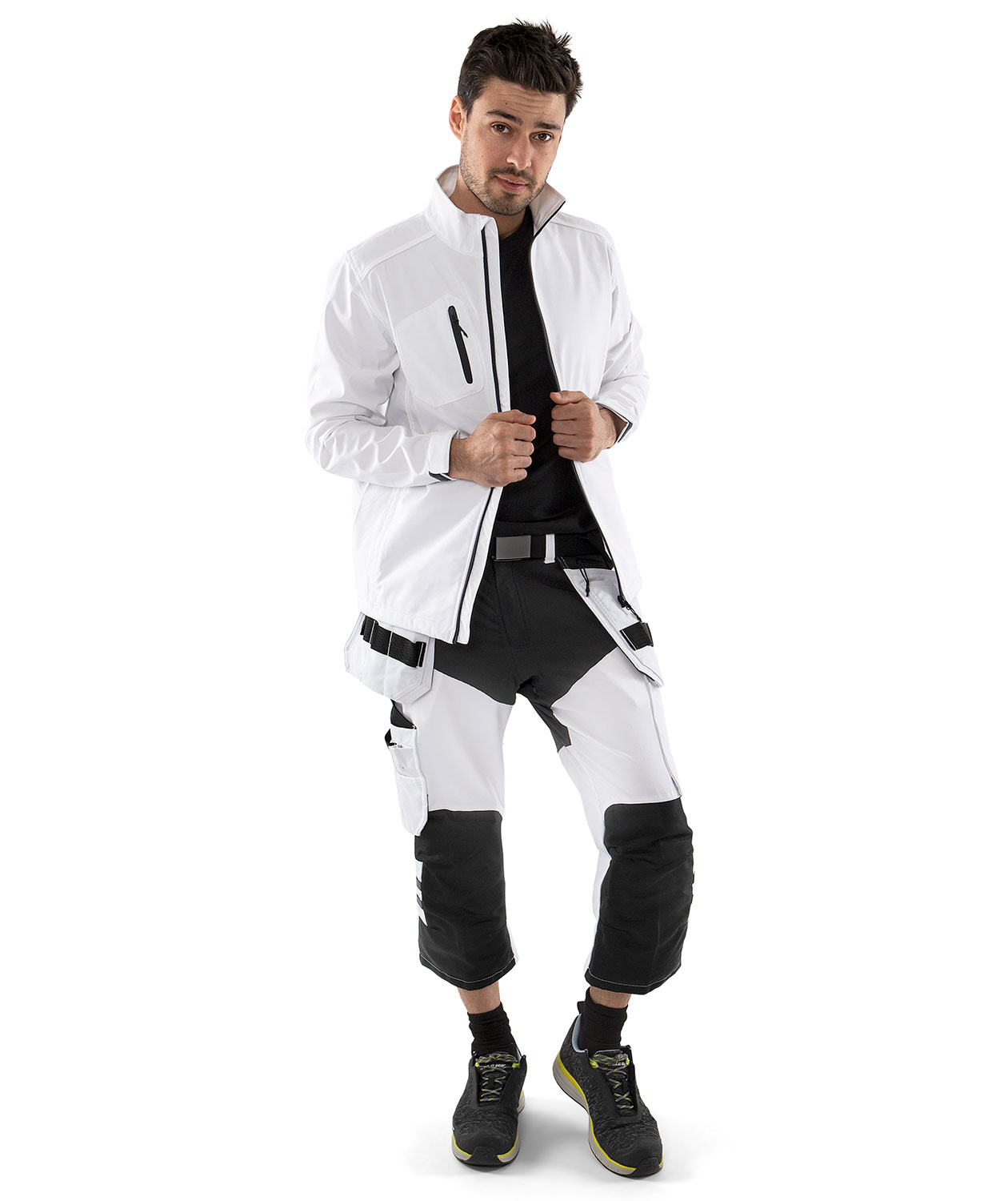 Fristads 3/4-Handwerkerhose Full Stretch 2761 LWS, Wei&szlig;/Schwarz