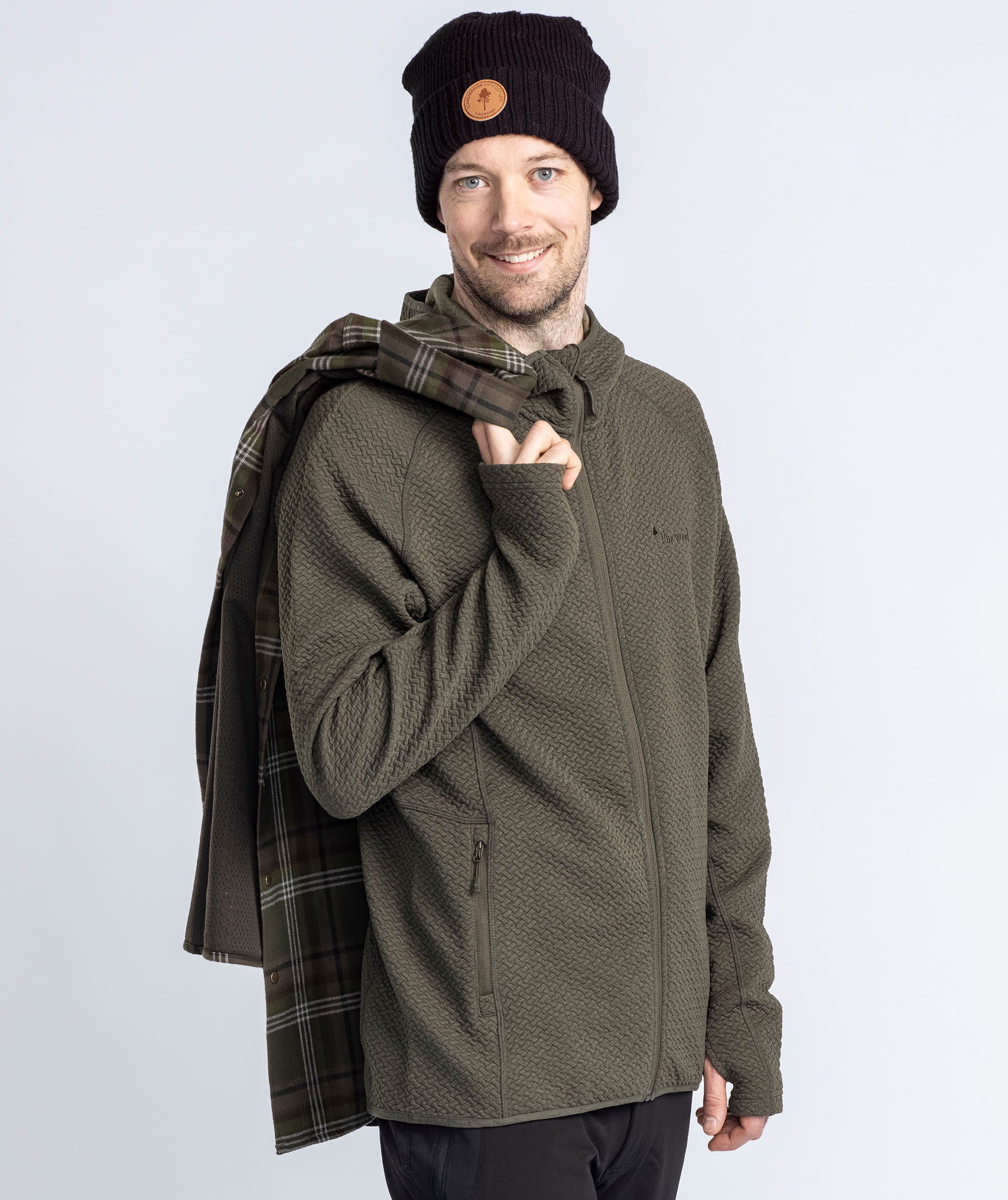 Pinewood Everyday Travel h&aelig;ttetr&oslash;je med lyn, Dark Green Melange, large image number 1