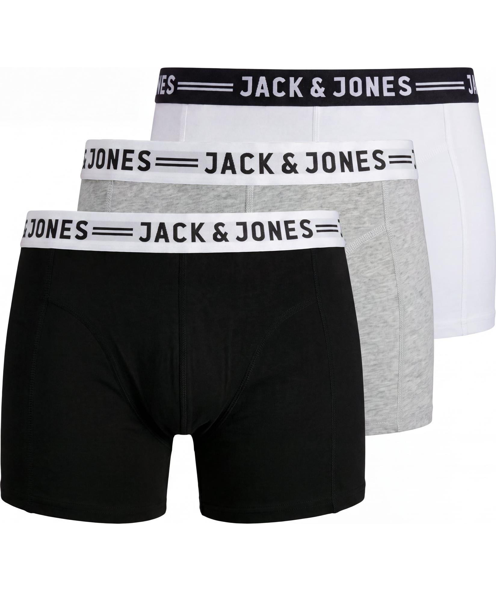 Jack & Jones Sense 3-pack boxershorts, White/grey/black, White/grey/black, swatch