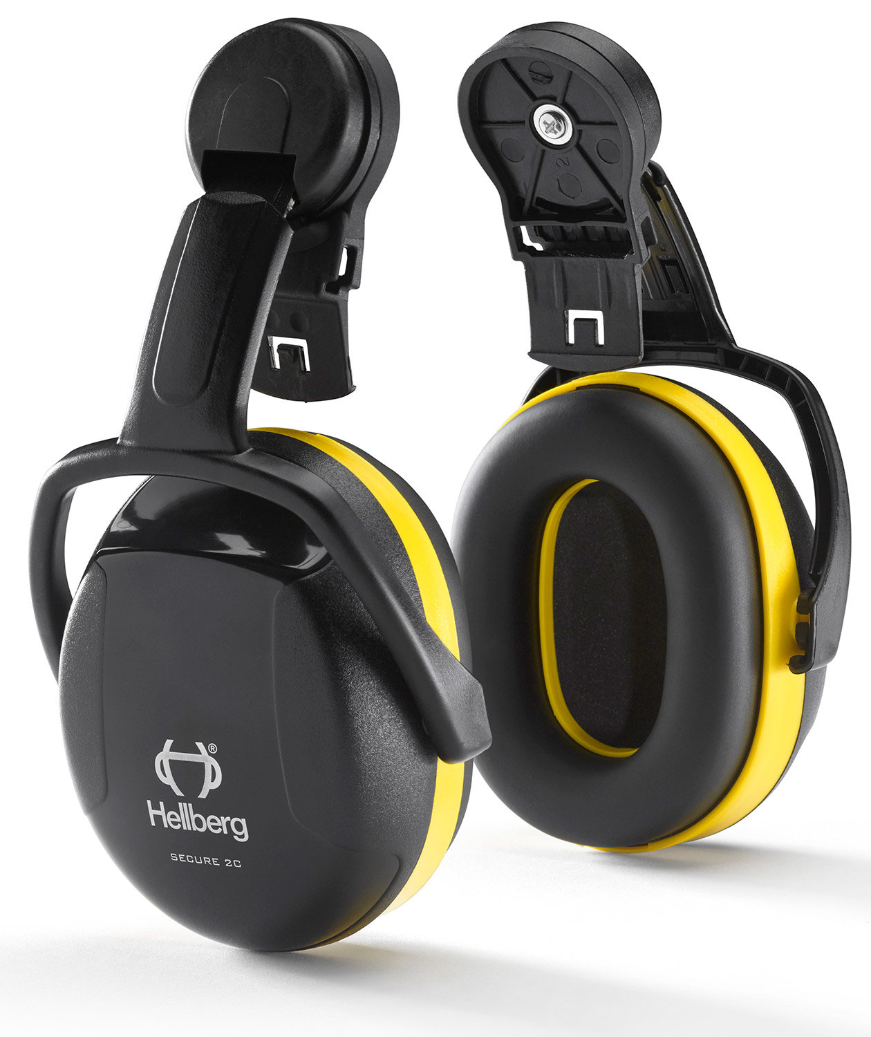 Hellberg Secure 2 h&ouml;rselk&aring;por till hj&auml;lmmontering, Svart/Gul