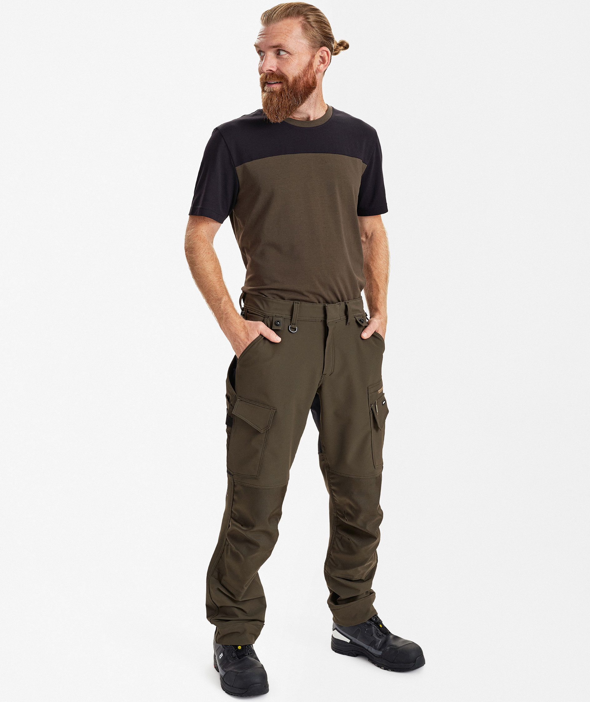 Engel Entire arbejdsbukser full stretch, Forest Green/Black, large image number 2