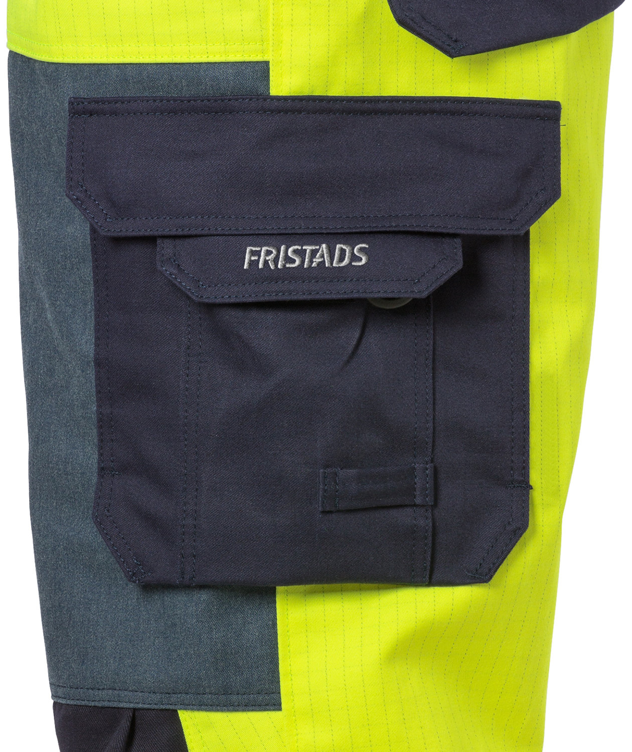 Fristads Flame bib and brace 1585 FLAM, Hi-vis Yellow/Marine, large image number 2