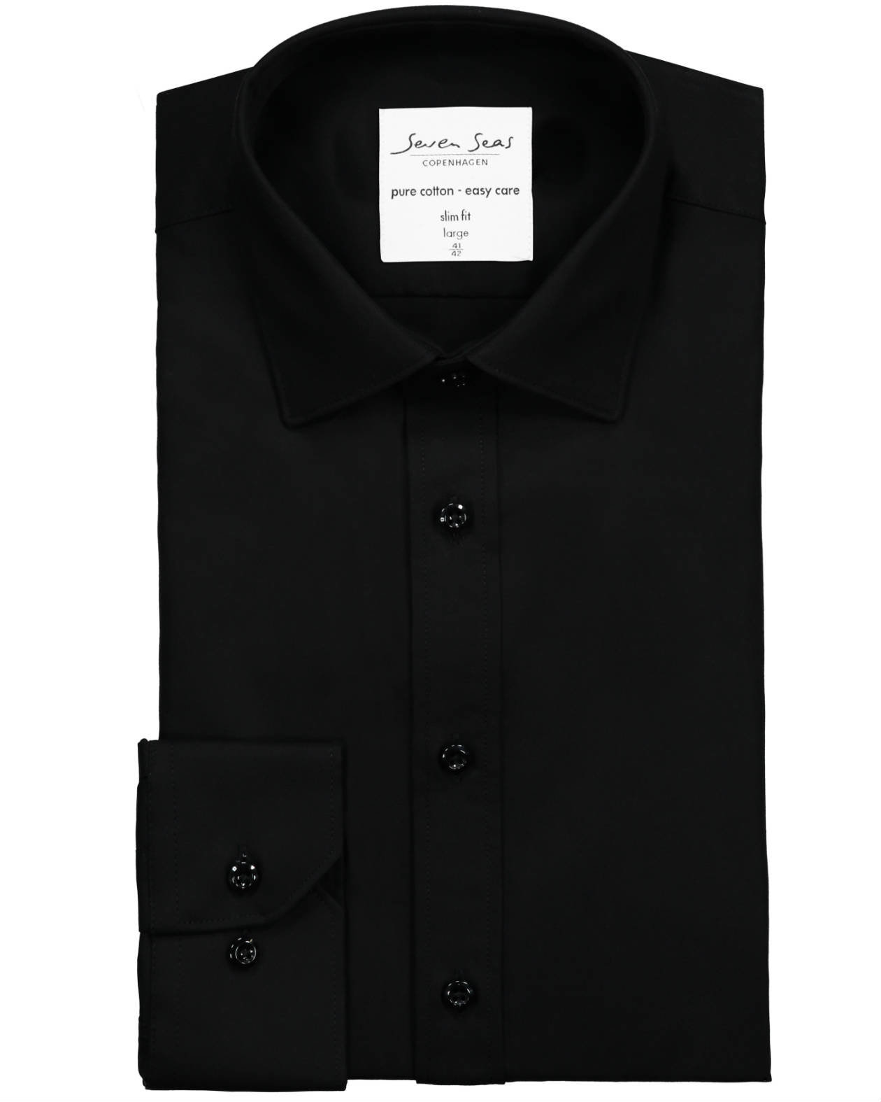 Seven Seas Fine Twill Slim fit shirt, Black, large image number 4