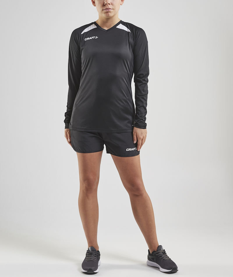 Craft Pro Control Impact l&aring;ng&auml;rmad T-shirt dam, Svart/Vit, large image number 2