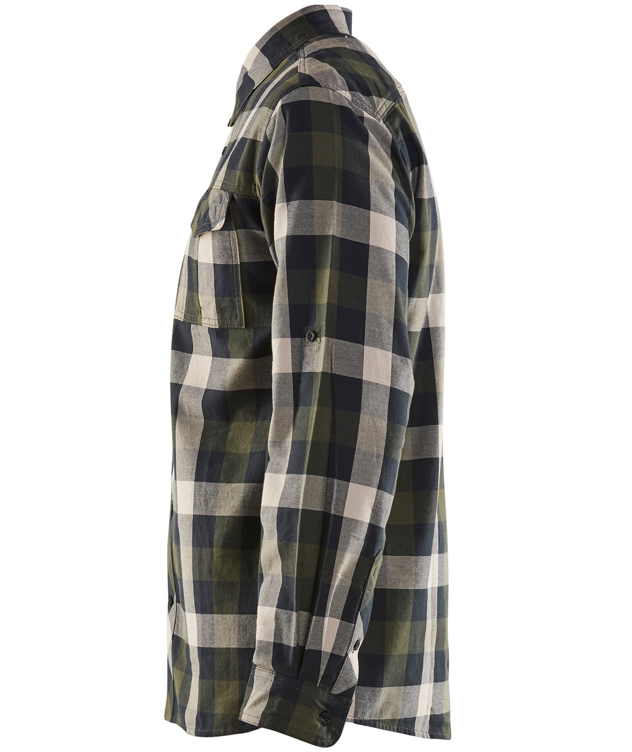 Bl&aring;kl&auml;der flannel snekkerskjorte, Olivengr&oslash;nn/Svart, large image number 2