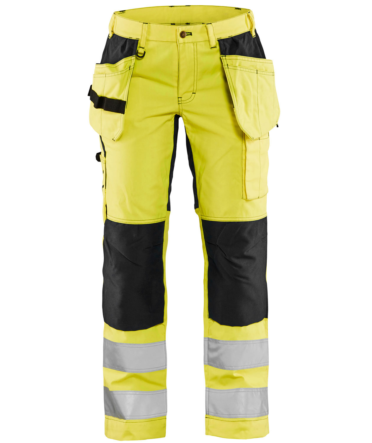 Bl&aring;kl&auml;der stretch hantverksbyxa dam, Varsel Gul/Svart