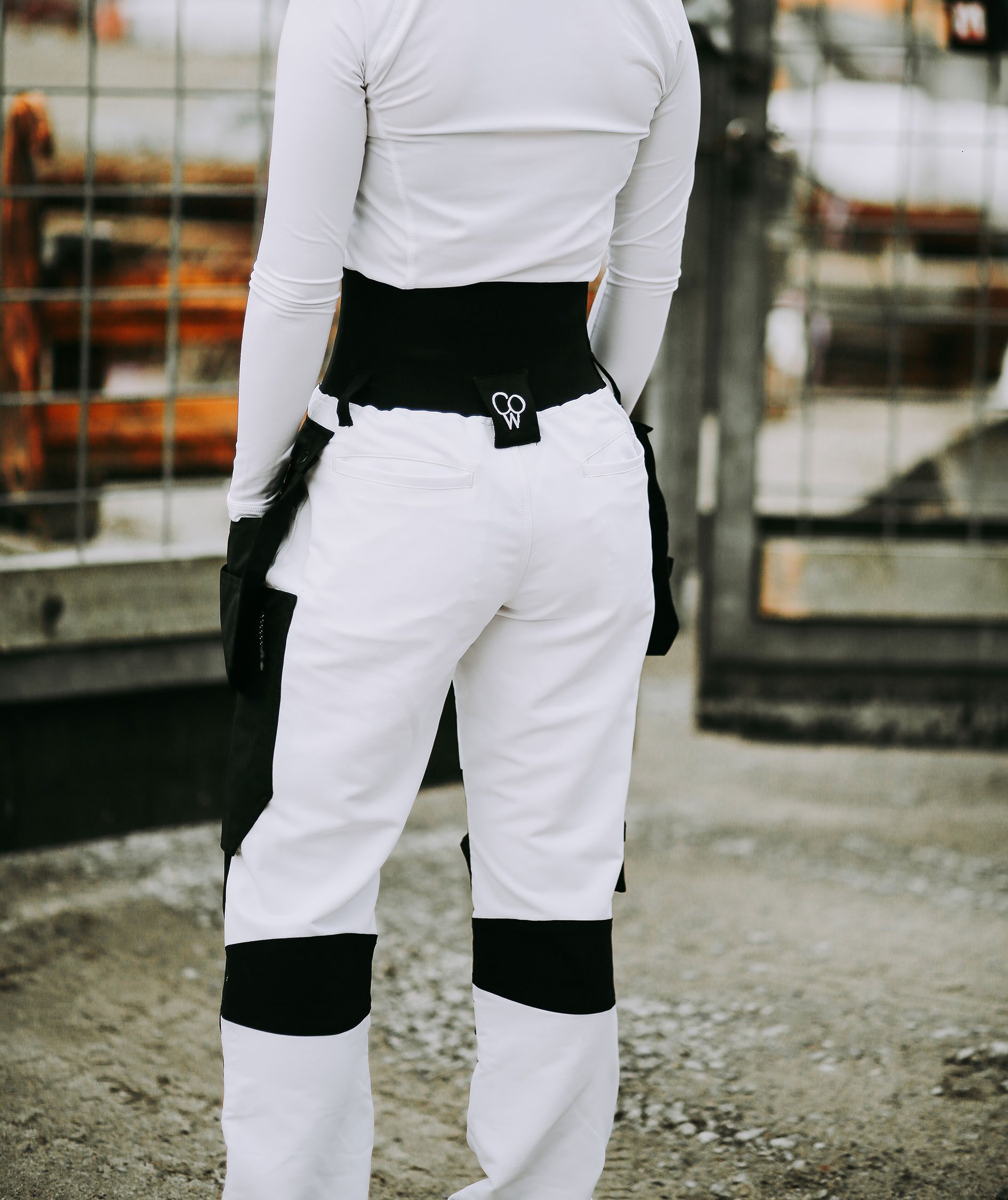 CO Workwear dame h&aring;ndv&aelig;rkerbukser full stretch, Hvid, large image number 3