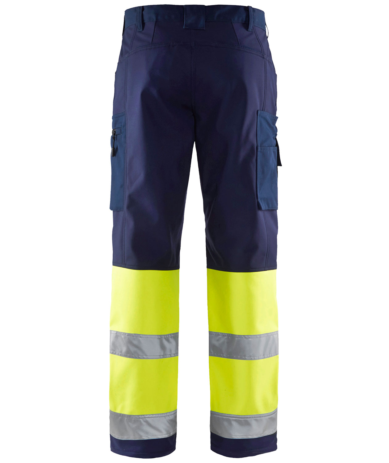 Bl&aring;kl&auml;der softshell work trousers, Marine/Hi-Vis yellow