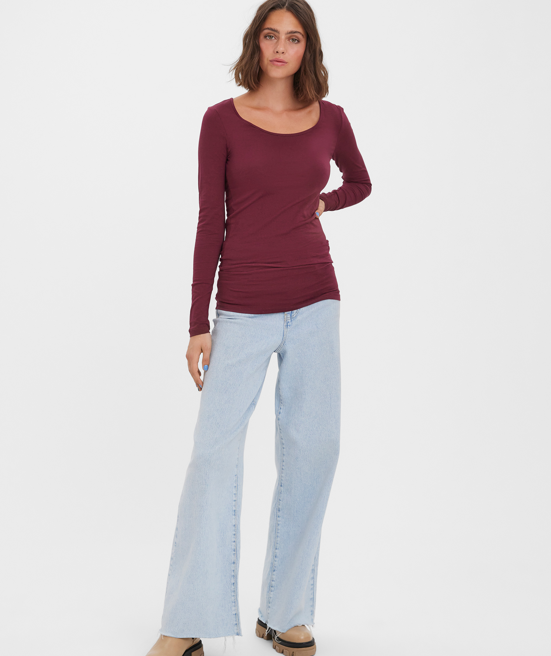 Vero Moda VMMAXI MY SOFT l&aring;ng&auml;rmad l&aring;ng T-shirt dam, Winetasting, large image number 4