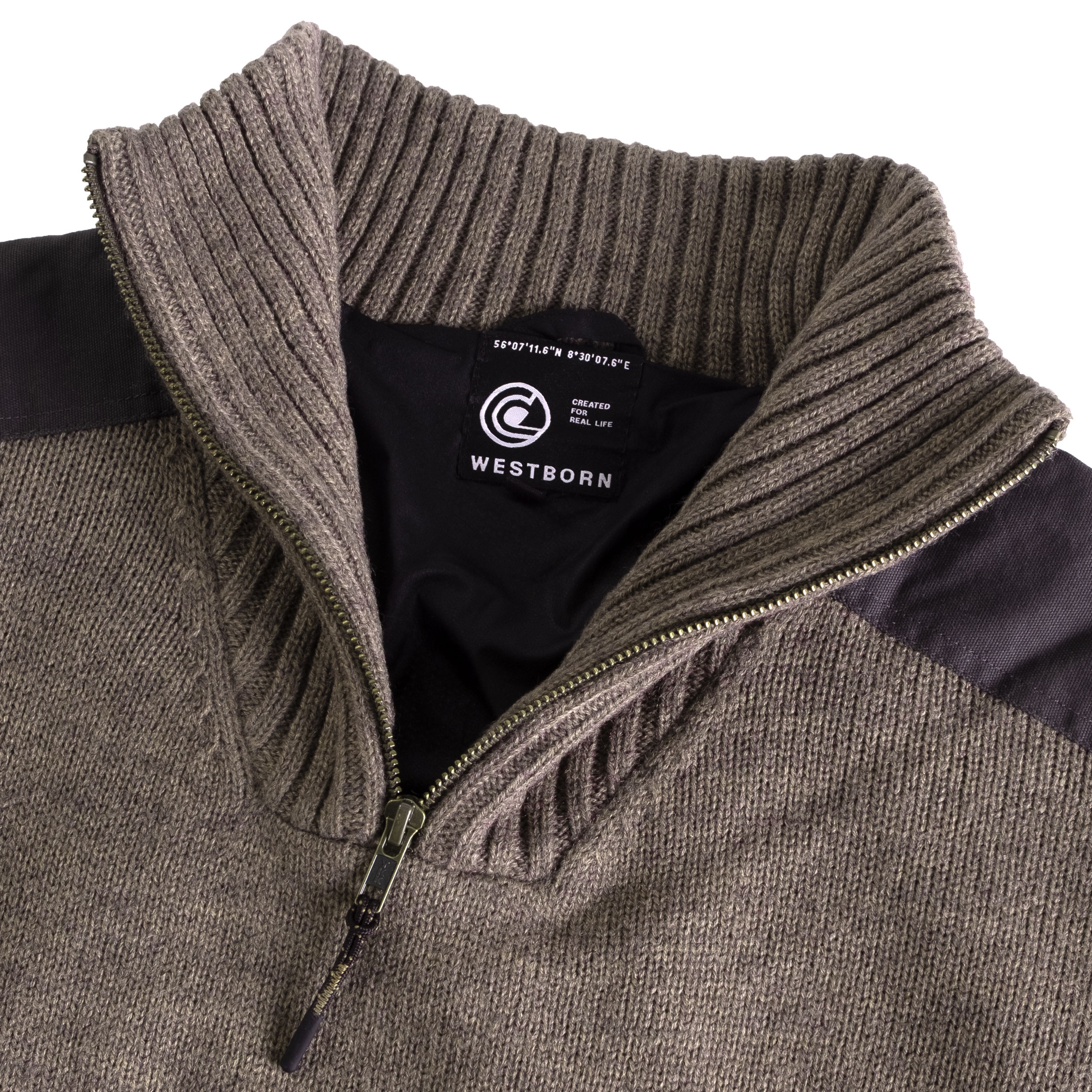 Westborn windbreaker stickad tr&ouml;ja, Brown Melange, large image number 8