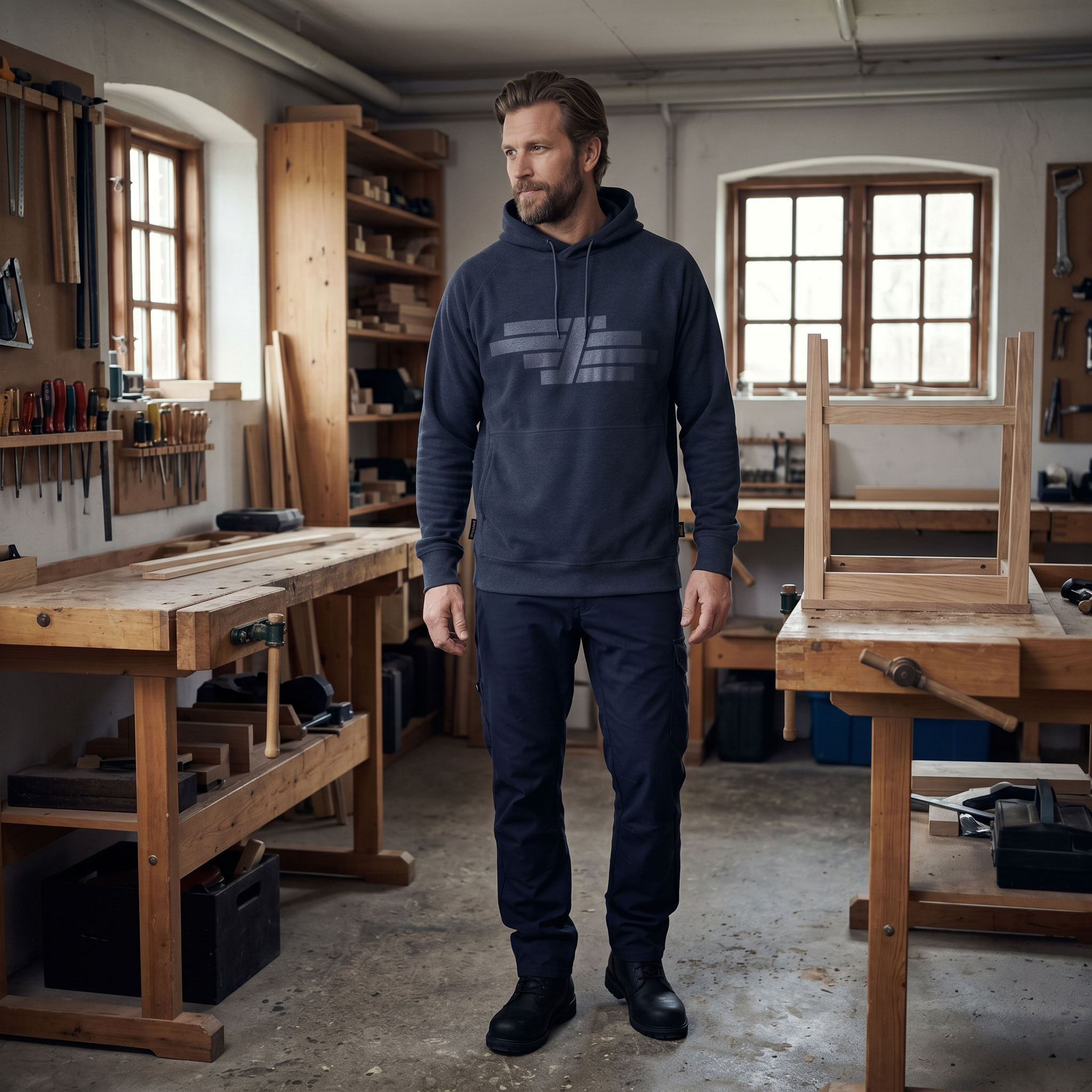 Snickers AllroundWork Polartec&reg; frott&eacute; Hoodie 8075, Dark Navy Melange