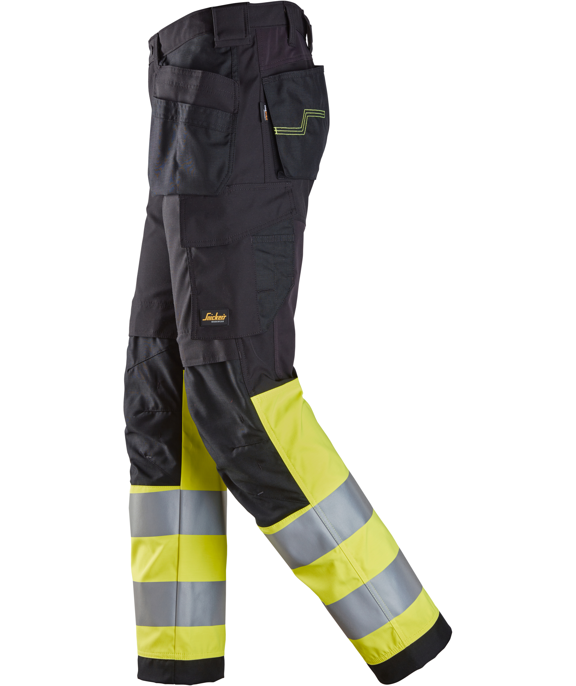 Snickers h&aring;ndv&aelig;rkerbukser 6239, Sort/Hi-Vis Gul, large image number 3