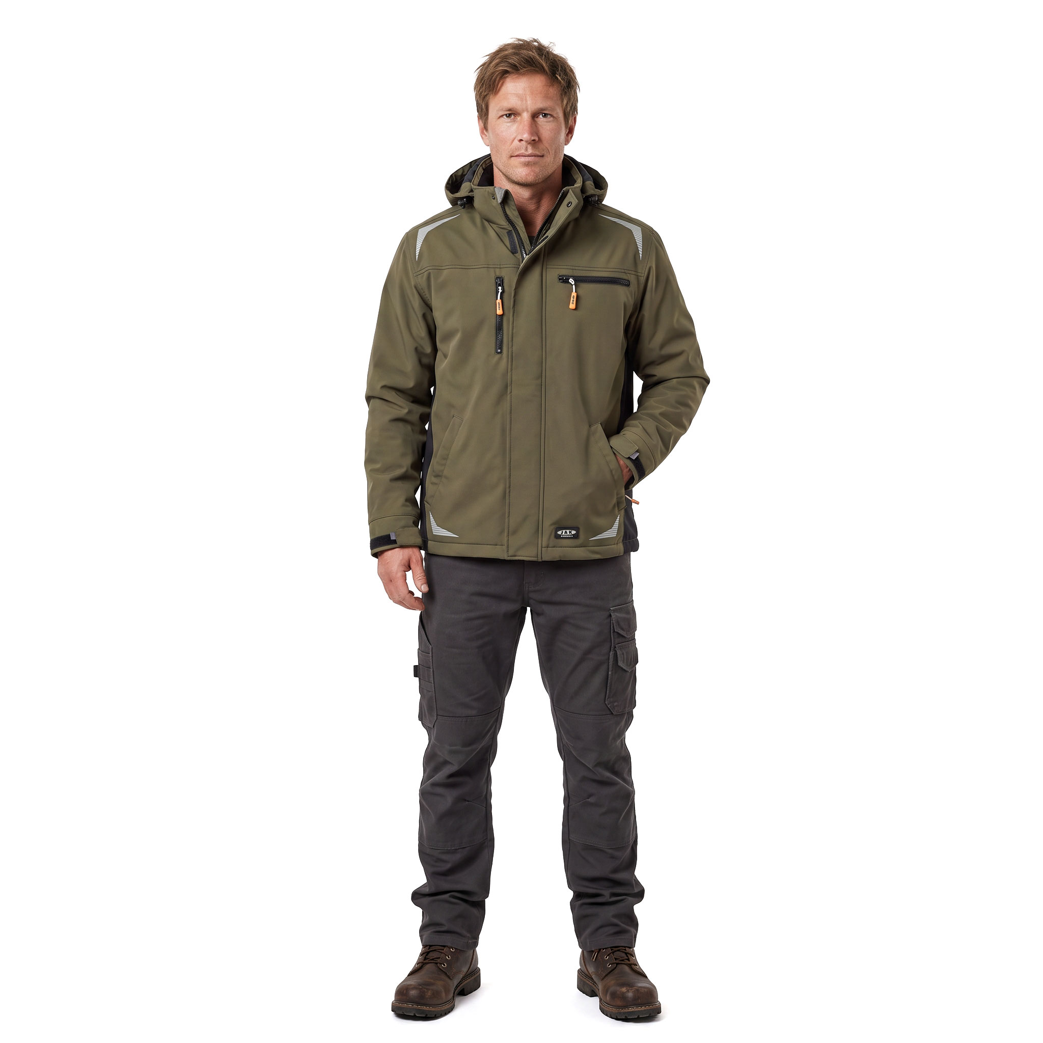 J.A.K. winther softshell jacket 1628, Army/Black, large image number 2