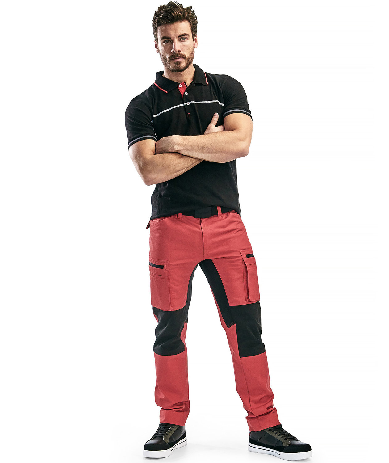 Bl&aring;kl&auml;der Unite polo T-shirt, Sort/R&oslash;d, large image number 1