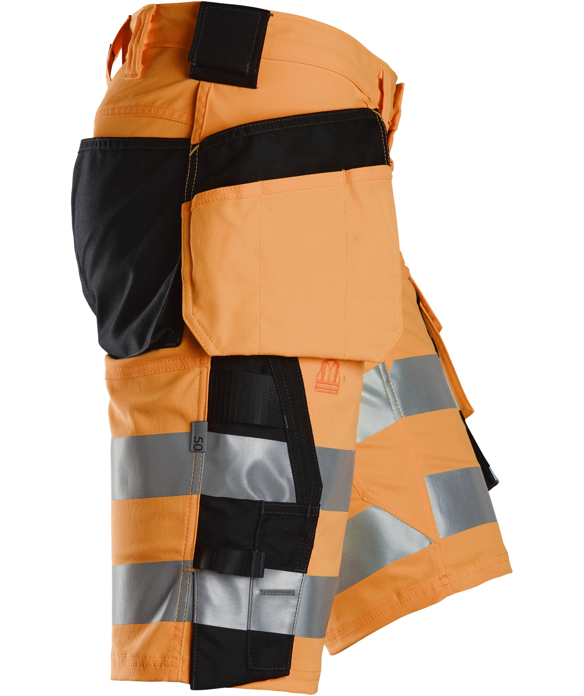 Snickers h&aring;ndverkershorts 6135, Hi-Vis Oransje/Svart, large image number 2