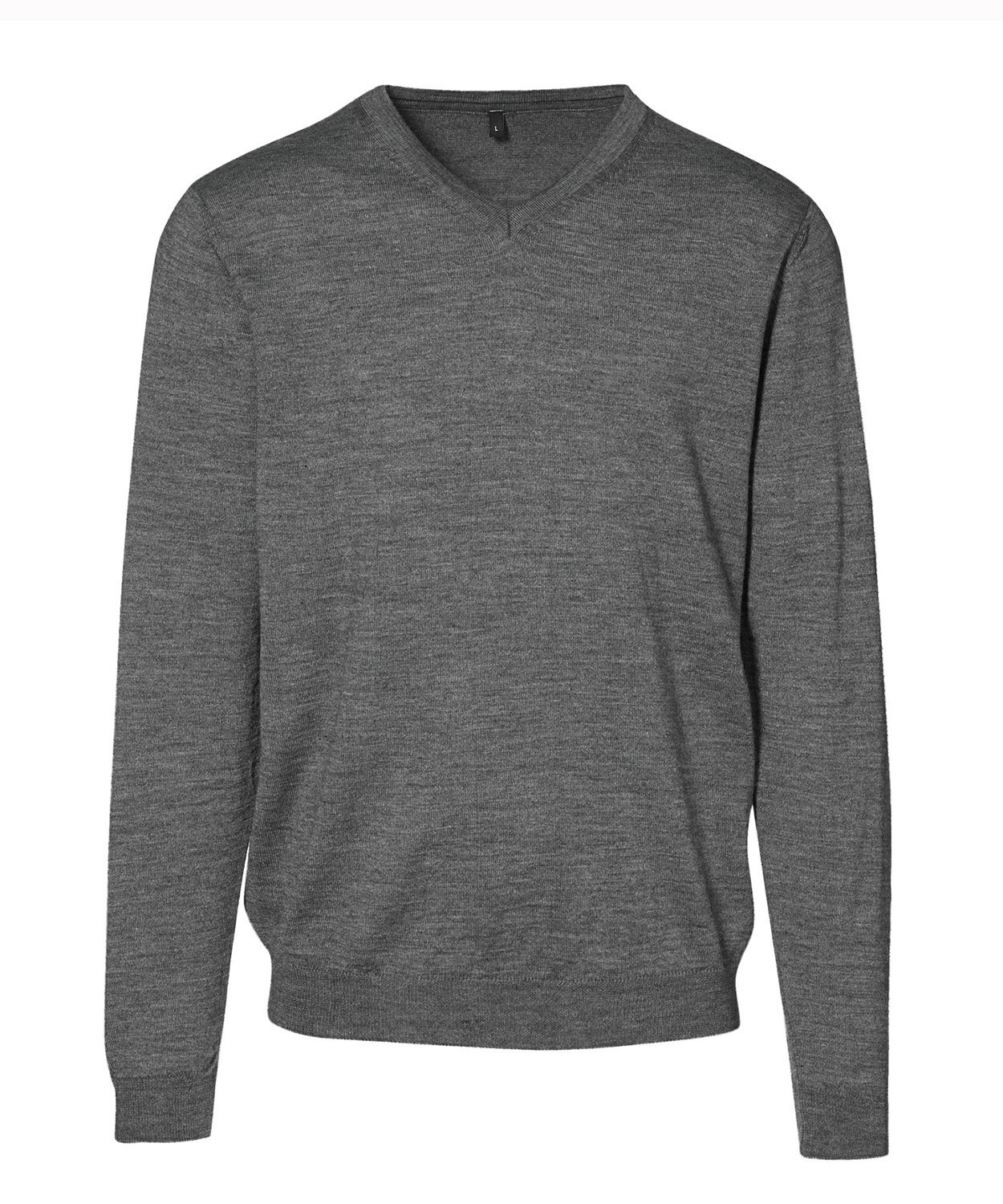 ID stickad tr&ouml;ja med merinoull, Ljusgr&aring; fl&auml;ckig