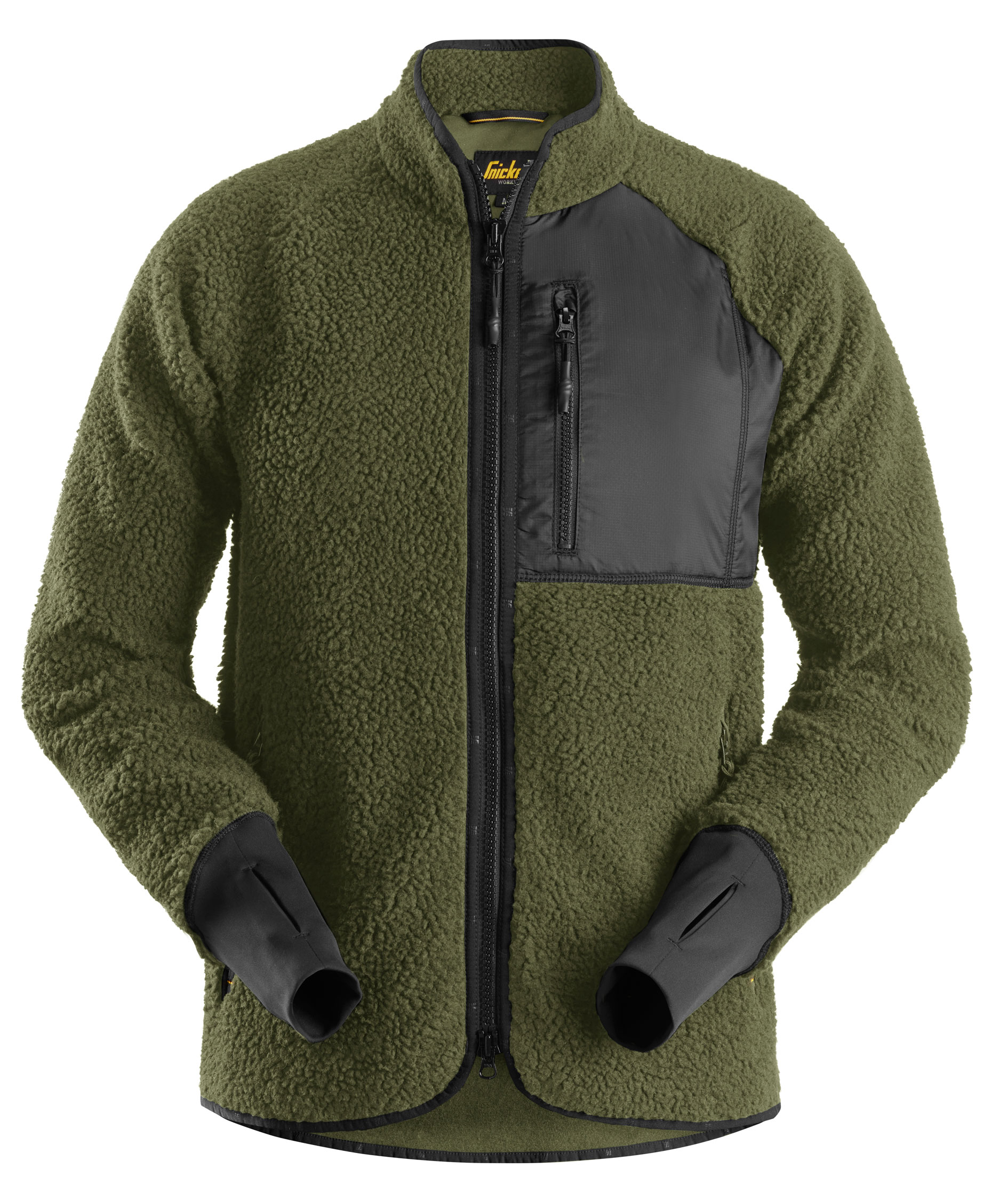 Snickers AllroundWork p&auml;lsfiberjacka 8021, Khaki gr&ouml;n/svart